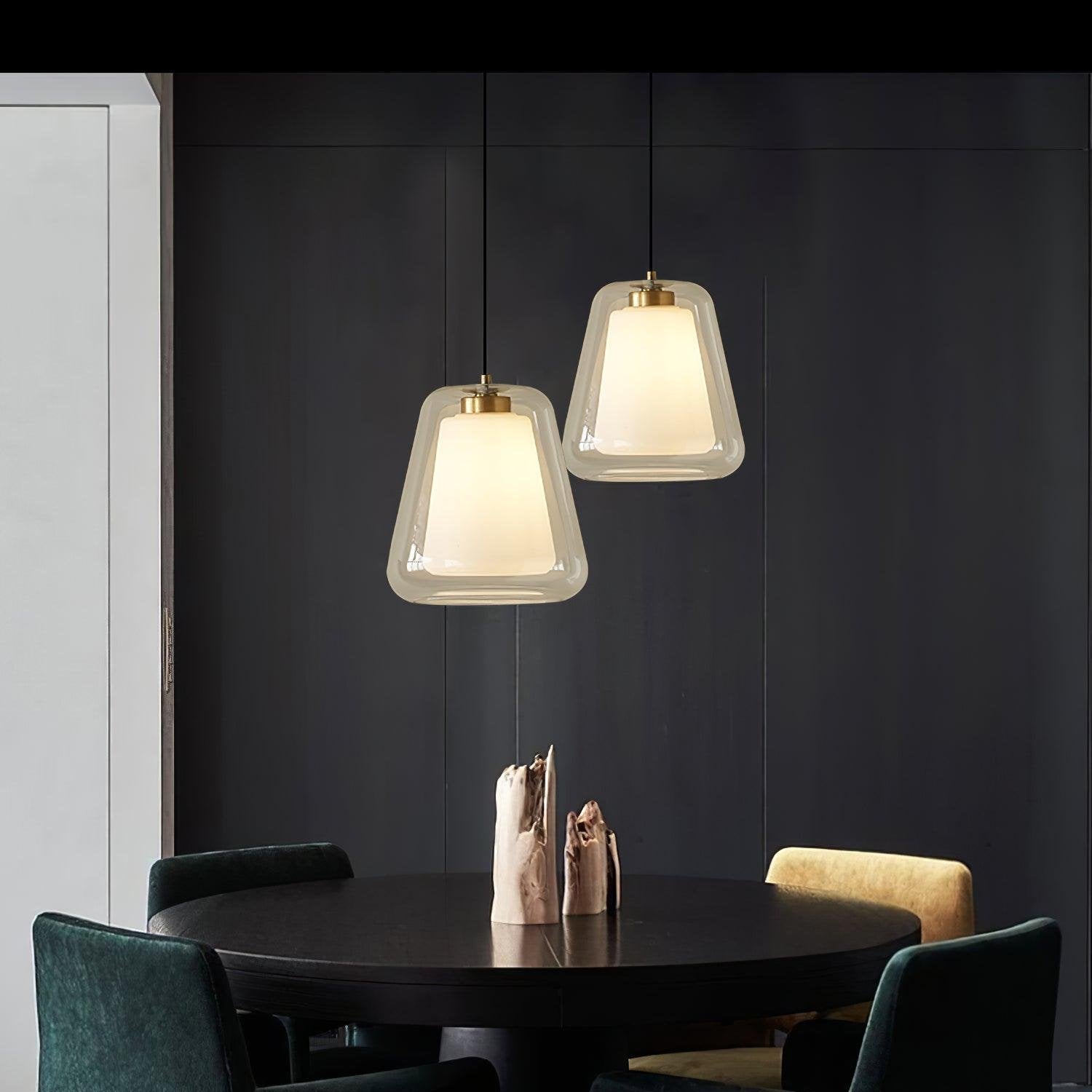 Glass Pendant Light Lucinda Modern Design | E26 E27 Compatible | Metal Glass | Elegant Ceiling Lighting for Dining Room and Kitchen