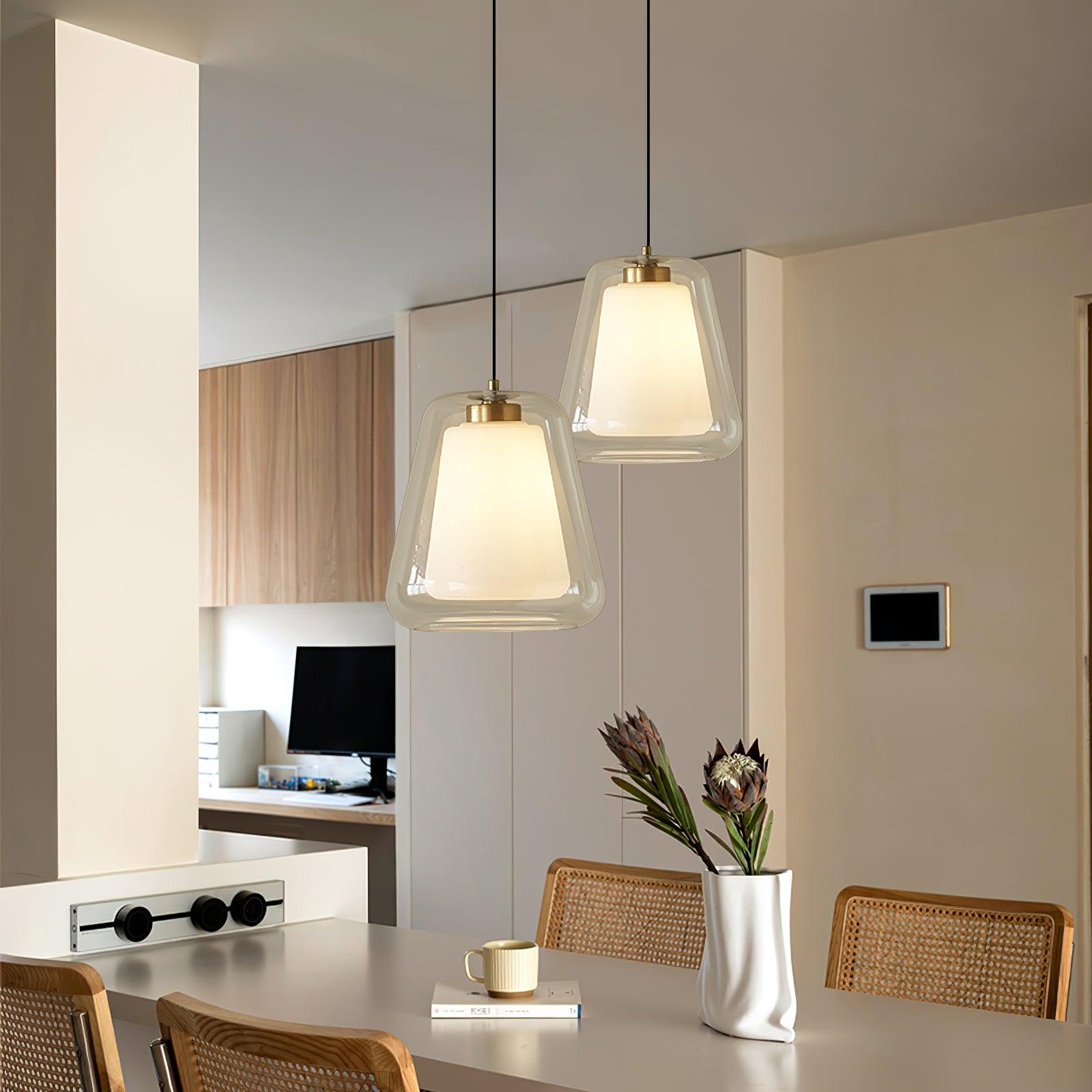 Glass Pendant Light Lucinda Modern Design | E26 E27 Compatible | Metal Glass | Elegant Ceiling Lighting for Dining Room and Kitchen