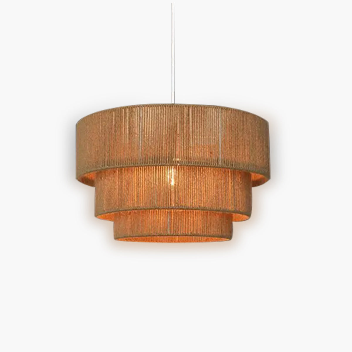 MIZU Hemp Rope Pendant Light Natural Design | Metal Frame Hanging Lamp | E27 LED Included | Rustic Modern Ceiling Lighting | Adjustable Cord