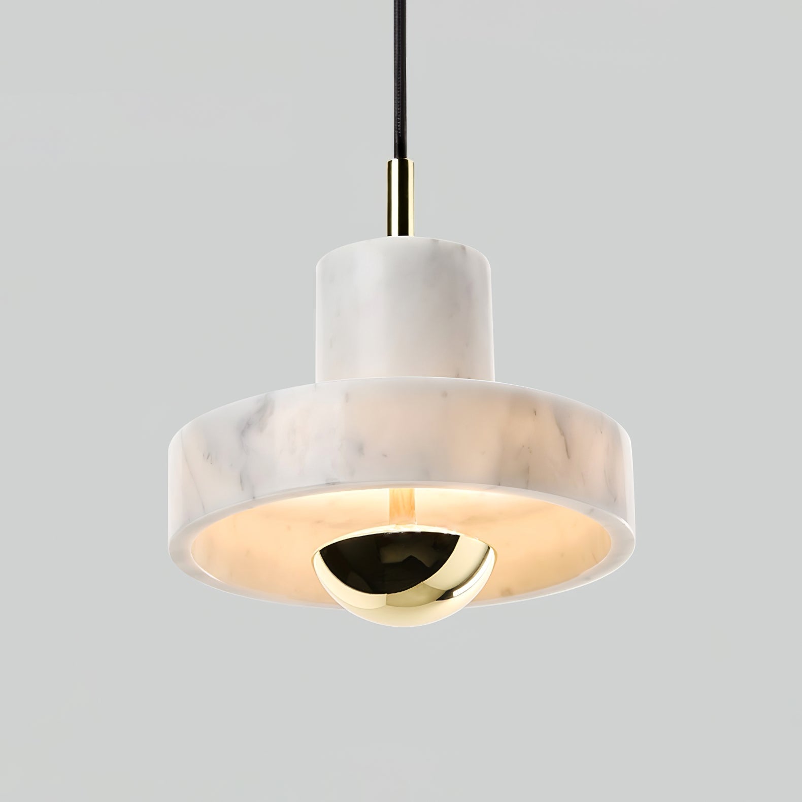 Marble Pendant Lamp Inspired by Taj Mahal | Natural Stone Finish | Integrated LED 3000K Warm Light | Adjustable Hanging Ceiling Light