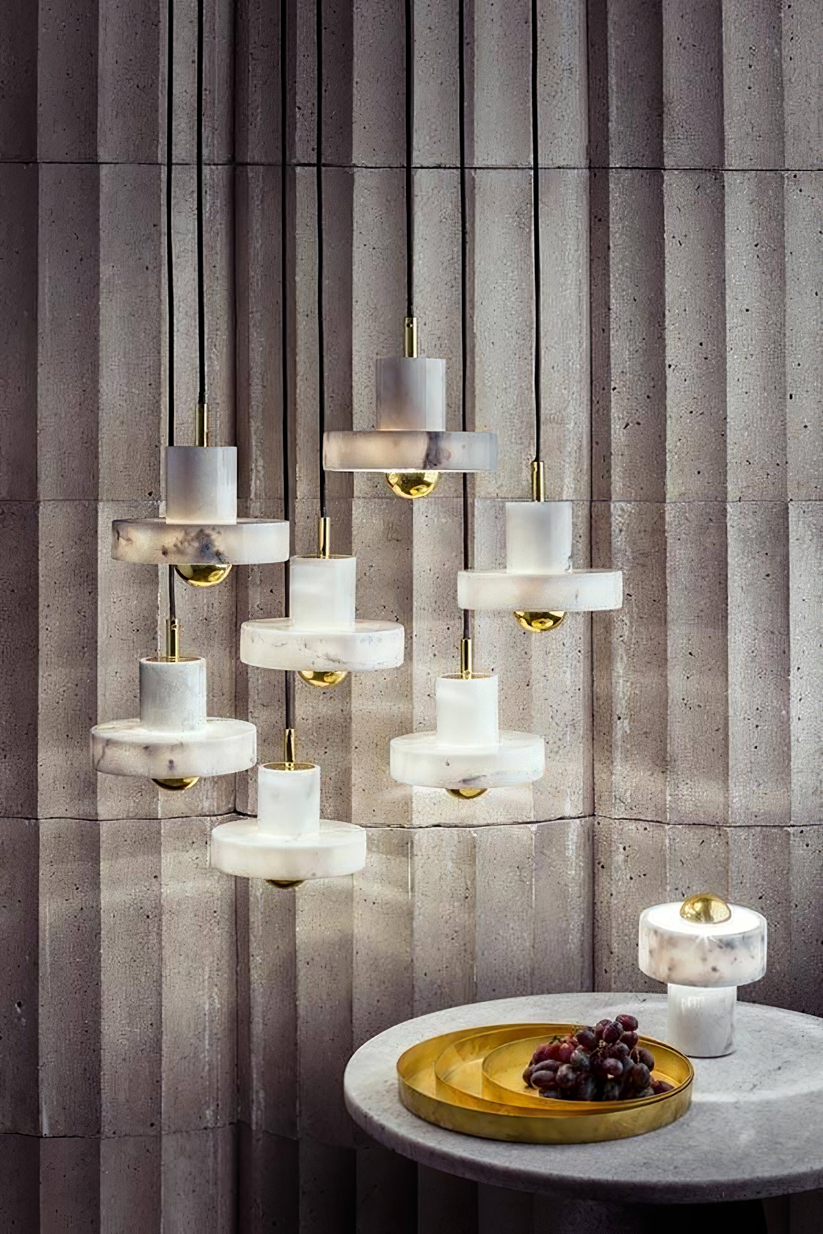 Marble Pendant Lamp Inspired by Taj Mahal | Natural Stone Finish | Integrated LED 3000K Warm Light | Adjustable Hanging Ceiling Light