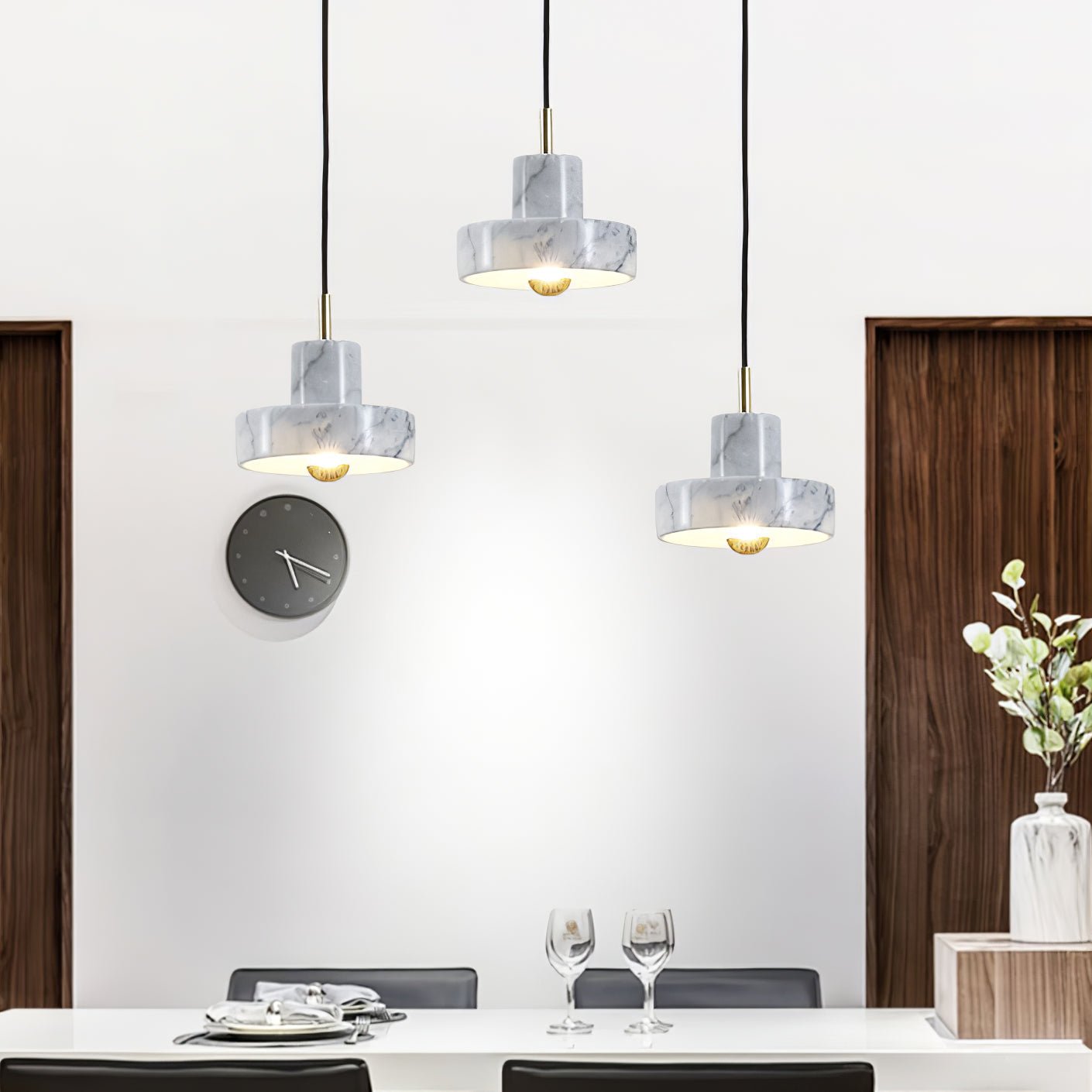 Marble Pendant Lamp Inspired by Taj Mahal | Natural Stone Finish | Integrated LED 3000K Warm Light | Adjustable Hanging Ceiling Light