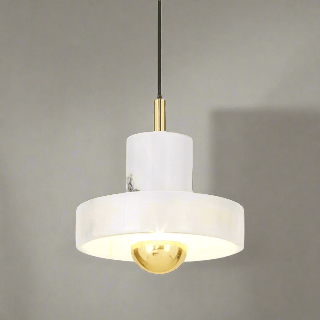 Marble Pendant Lamp Inspired by Taj Mahal | Natural Stone Finish | Integrated LED 3000K Warm Light | Adjustable Hanging Ceiling Light