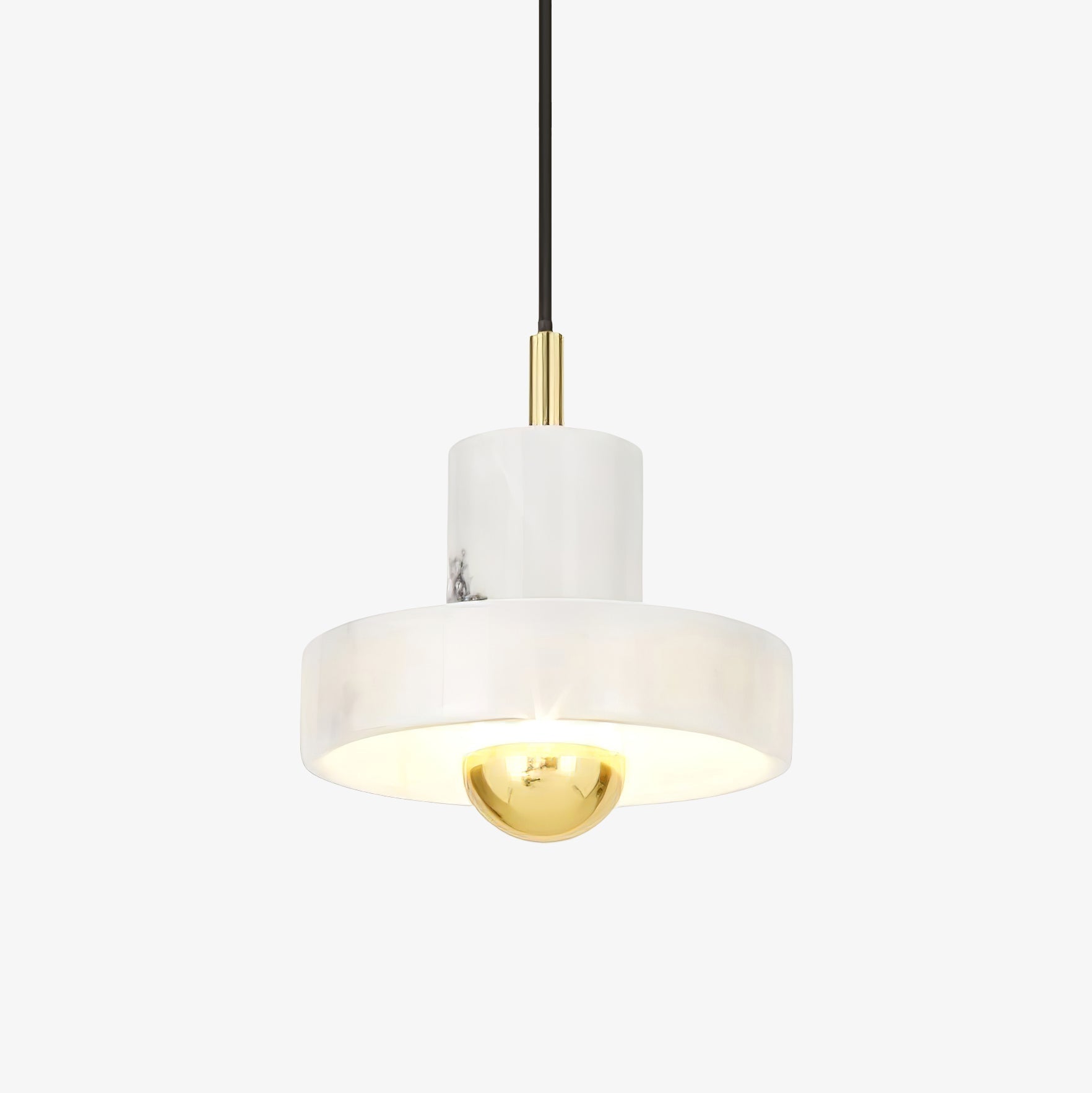 Marble Pendant Lamp Inspired by Taj Mahal | Natural Stone Finish | Integrated LED 3000K Warm Light | Adjustable Hanging Ceiling Light