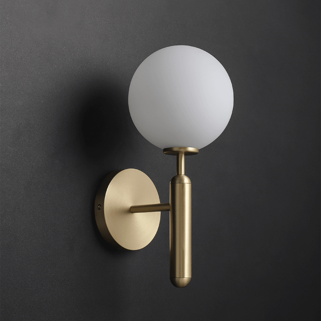 Scandinavian Brass Glass Wall Lamp | Minimalist Luxury Wall Light | E14 LED or Edison Bulb | 34cm Height Indoor Lighting