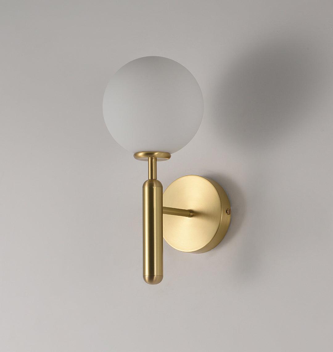 Scandinavian Brass Glass Wall Lamp | Minimalist Luxury Wall Light | E14 LED or Edison Bulb | 34cm Height Indoor Lighting
