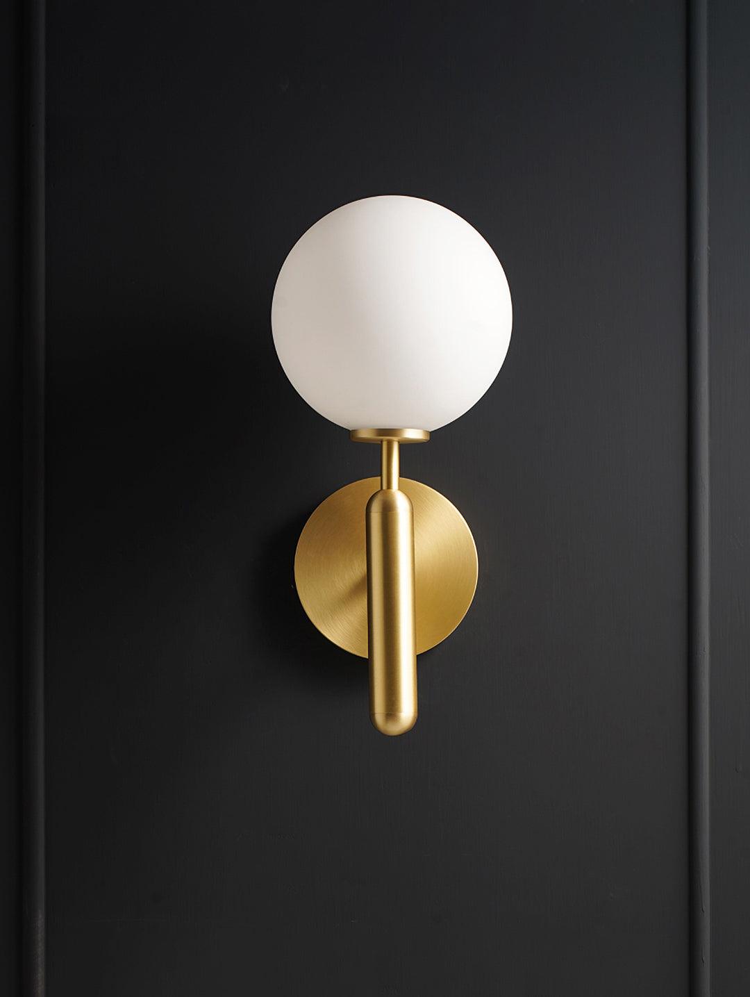 Scandinavian Brass Glass Wall Lamp | Minimalist Luxury Wall Light | E14 LED or Edison Bulb | 34cm Height Indoor Lighting