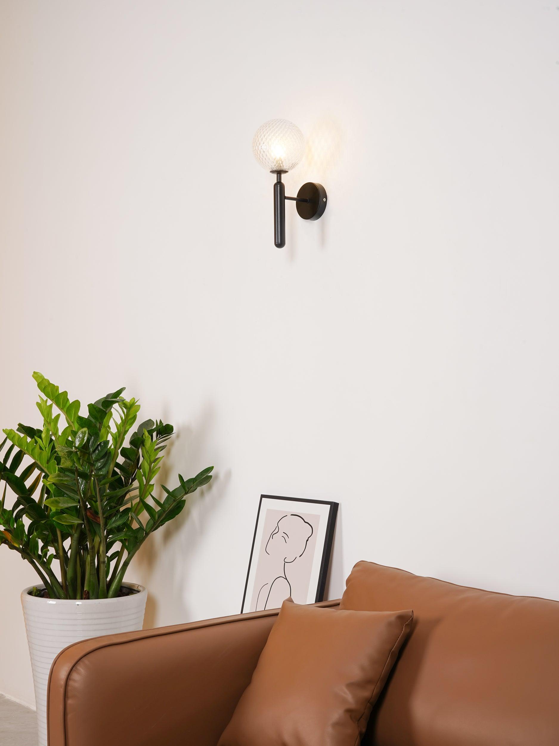 Scandinavian Brass Glass Wall Lamp | Minimalist Luxury Wall Light | E14 LED or Edison Bulb | 34cm Height Indoor Lighting