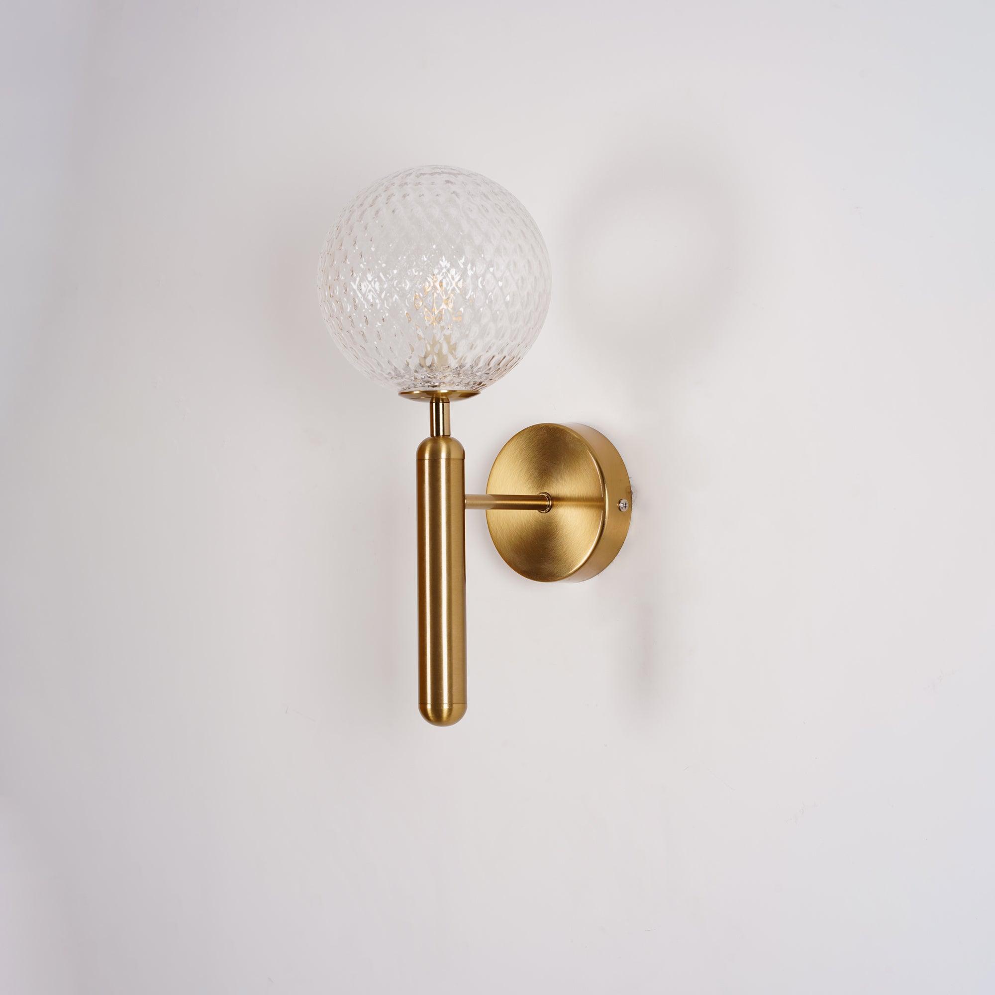 Scandinavian Brass Glass Wall Lamp | Minimalist Luxury Wall Light | E14 LED or Edison Bulb | 34cm Height Indoor Lighting