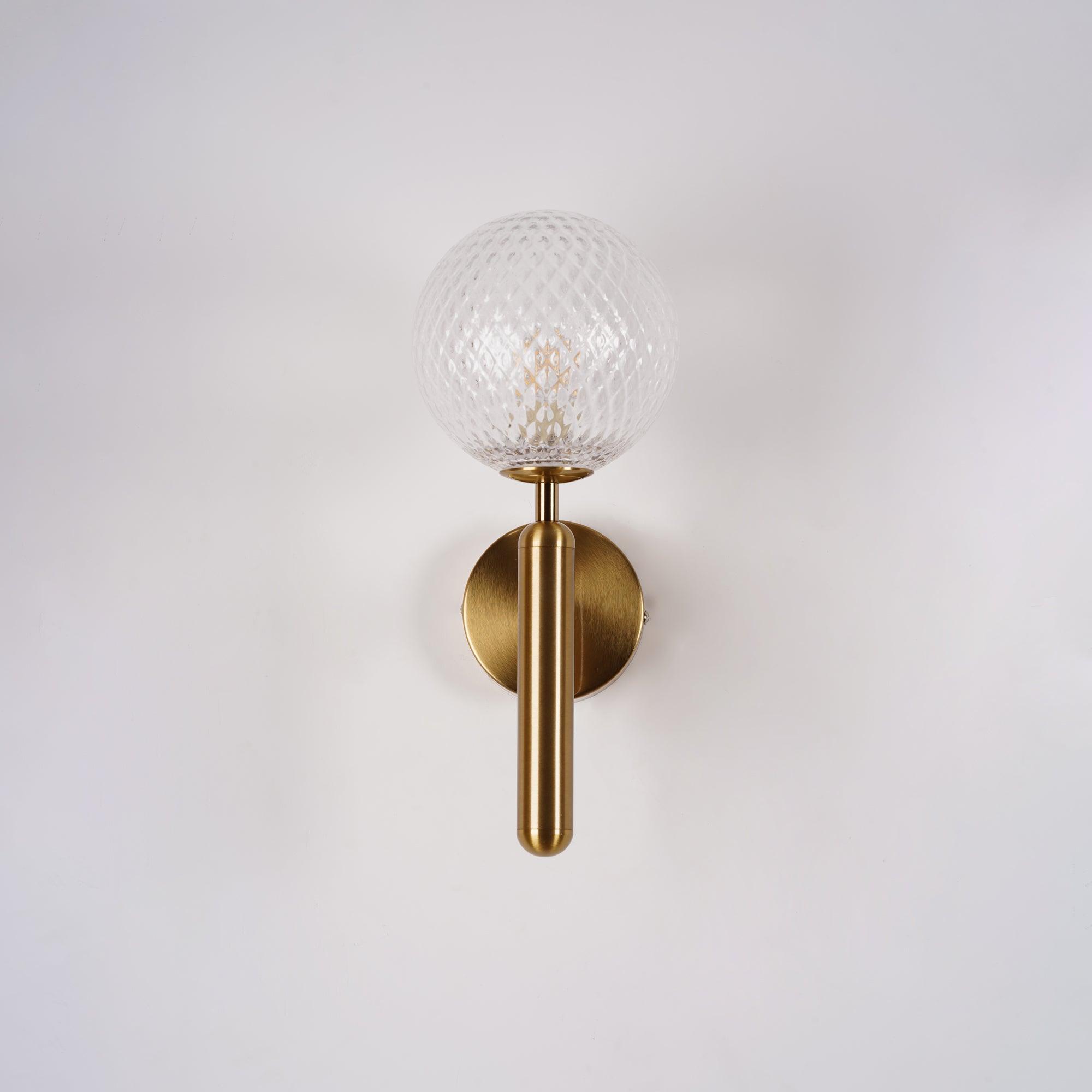 Scandinavian Brass Glass Wall Lamp | Minimalist Luxury Wall Light | E14 LED or Edison Bulb | 34cm Height Indoor Lighting