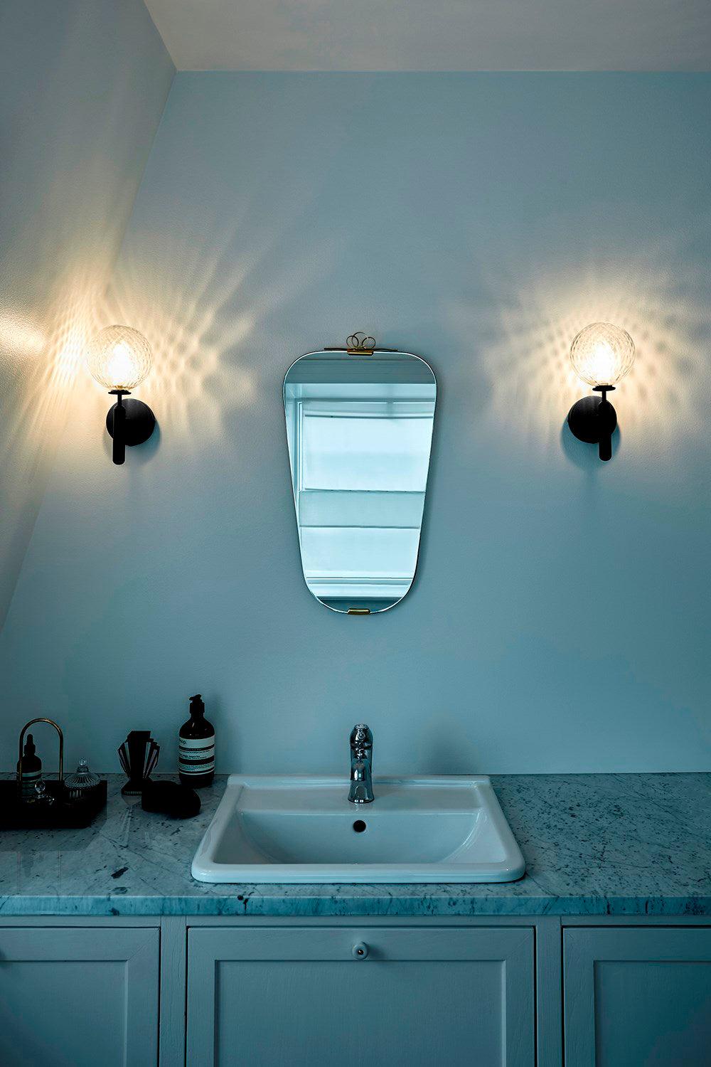 Scandinavian Brass Glass Wall Lamp | Minimalist Luxury Wall Light | E14 LED or Edison Bulb | 34cm Height Indoor Lighting
