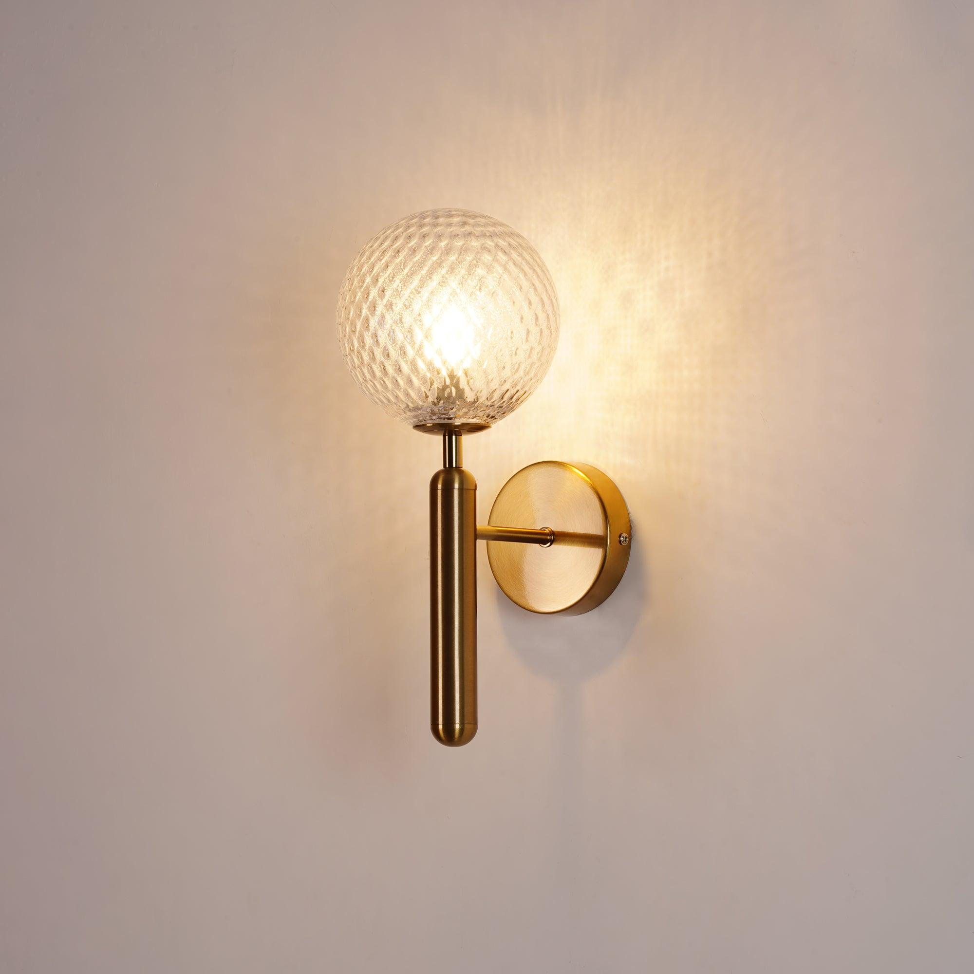 Scandinavian Brass Glass Wall Lamp | Minimalist Luxury Wall Light | E14 LED or Edison Bulb | 34cm Height Indoor Lighting