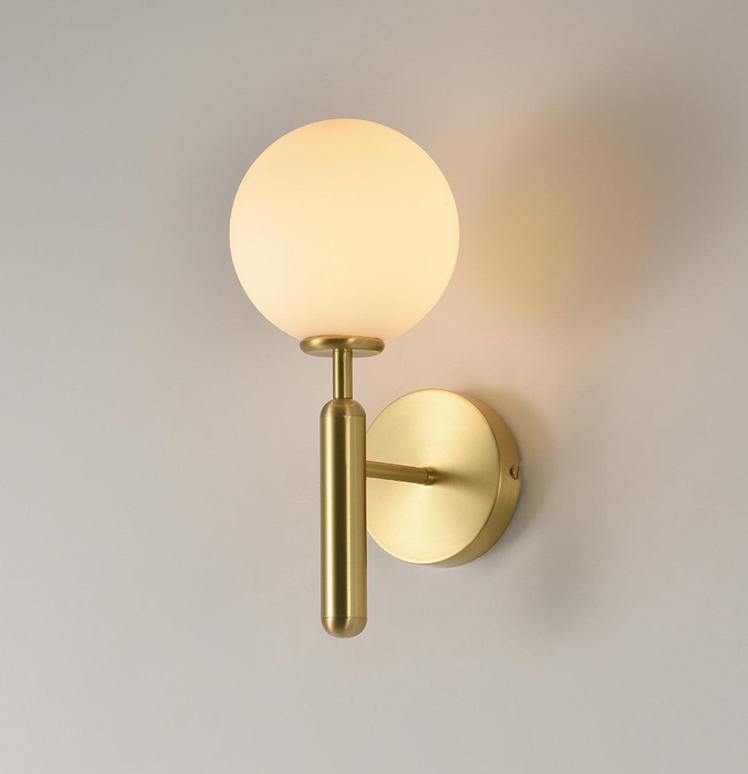 Scandinavian Brass Glass Wall Lamp | Minimalist Luxury Wall Light | E14 LED or Edison Bulb | 34cm Height Indoor Lighting