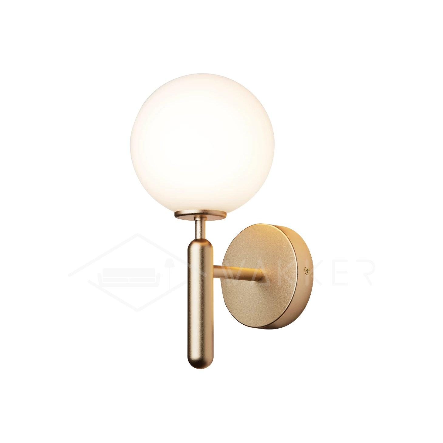 Scandinavian Brass Glass Wall Lamp | Minimalist Luxury Wall Light | E14 LED or Edison Bulb | 34cm Height Indoor Lighting