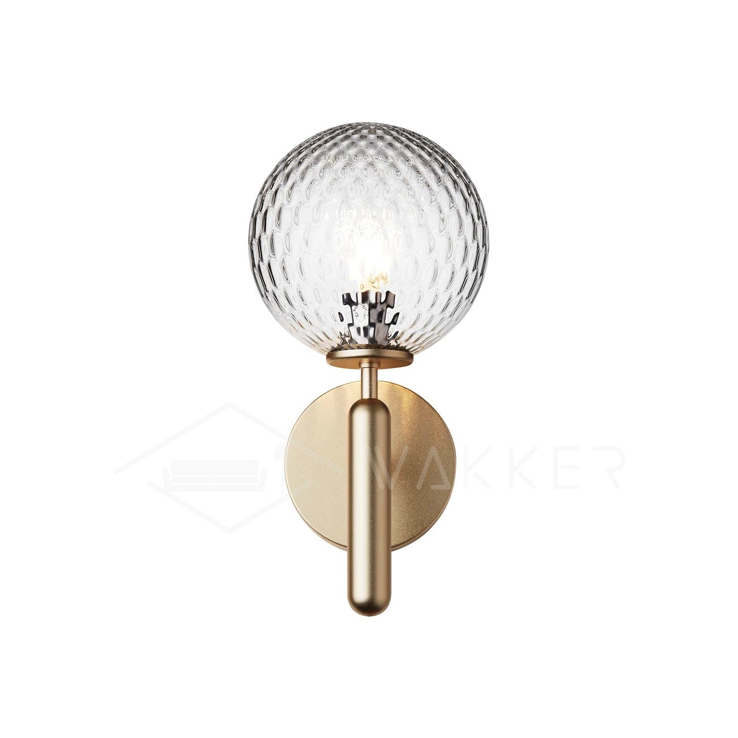 Scandinavian Brass Glass Wall Lamp | Minimalist Luxury Wall Light | E14 LED or Edison Bulb | 34cm Height Indoor Lighting