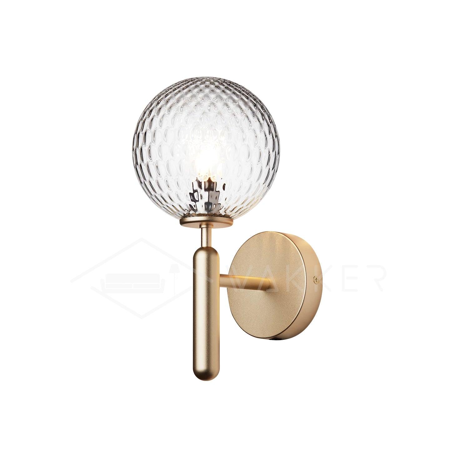Scandinavian Brass Glass Wall Lamp | Minimalist Luxury Wall Light | E14 LED or Edison Bulb | 34cm Height Indoor Lighting