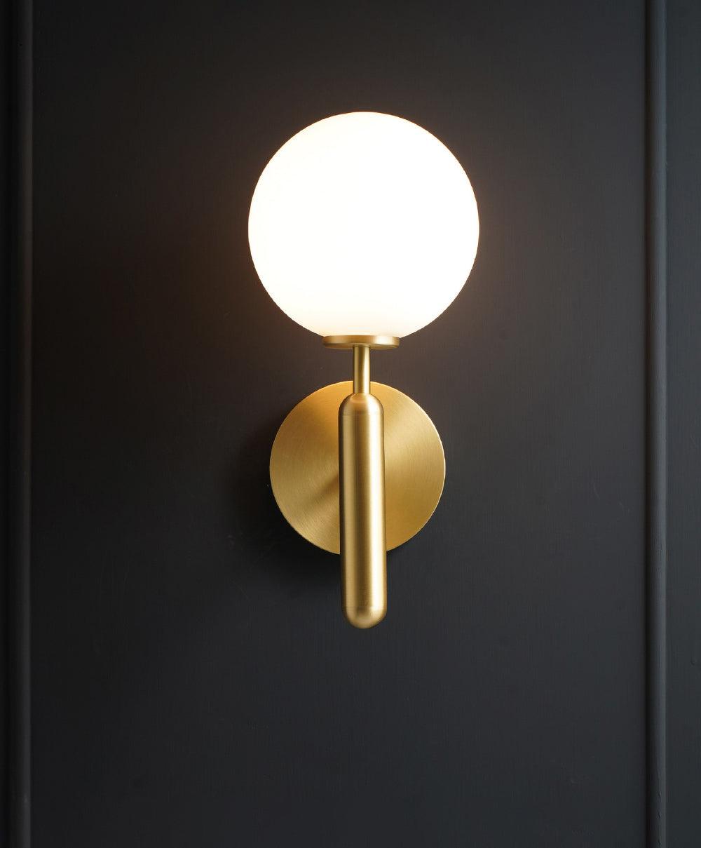 Scandinavian Brass Glass Wall Lamp | Minimalist Luxury Wall Light | E14 LED or Edison Bulb | 34cm Height Indoor Lighting