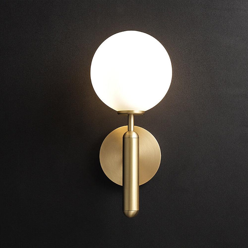 Scandinavian Brass Glass Wall Lamp | Minimalist Luxury Wall Light | E14 LED or Edison Bulb | 34cm Height Indoor Lighting
