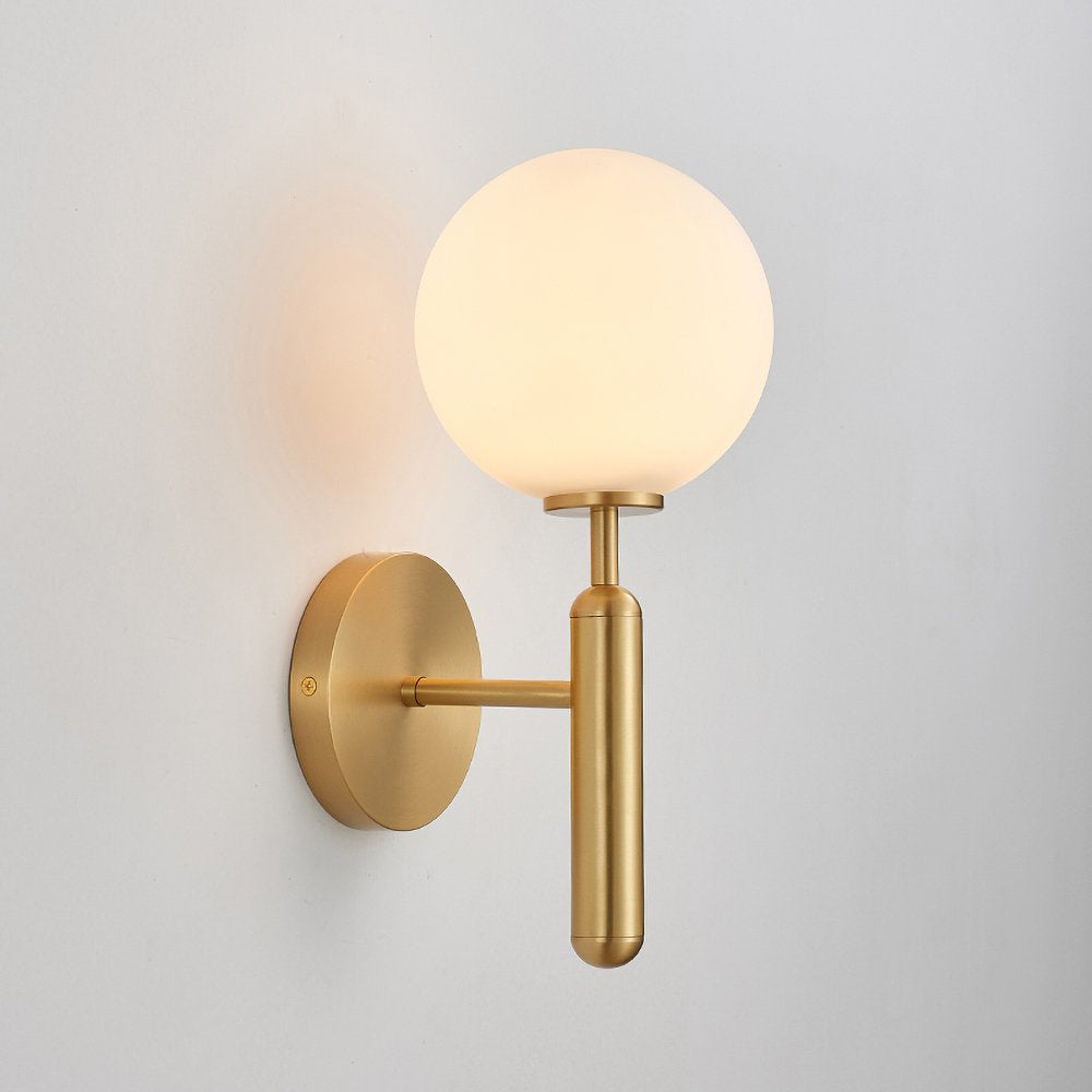Scandinavian Brass Glass Wall Lamp | Minimalist Luxury Wall Light | E14 LED or Edison Bulb | 34cm Height Indoor Lighting