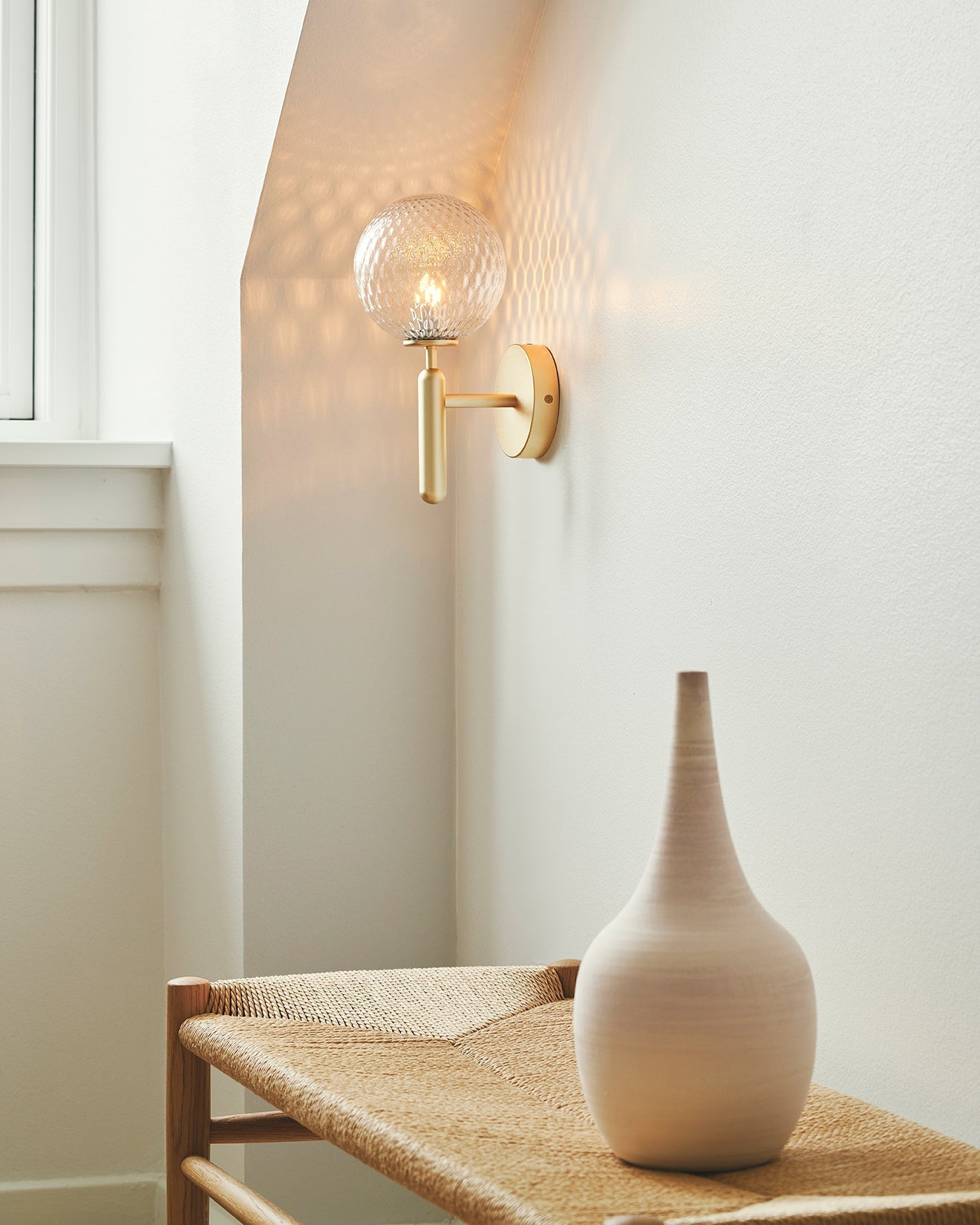 Scandinavian Brass Glass Wall Lamp | Minimalist Luxury Wall Light | E14 LED or Edison Bulb | 34cm Height Indoor Lighting