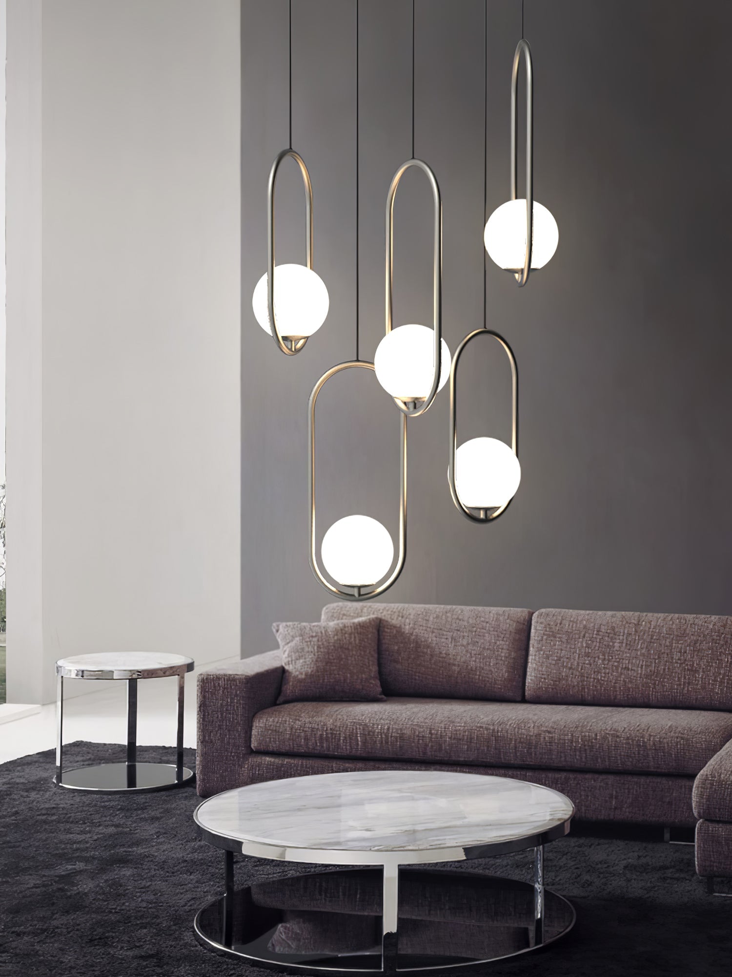 Mila Pendant Lamp Modern Glass Design | Elegant Hanging Ceiling Light | Metal Frame | E14 LED Edison Bulb | Oval & Round Sizes