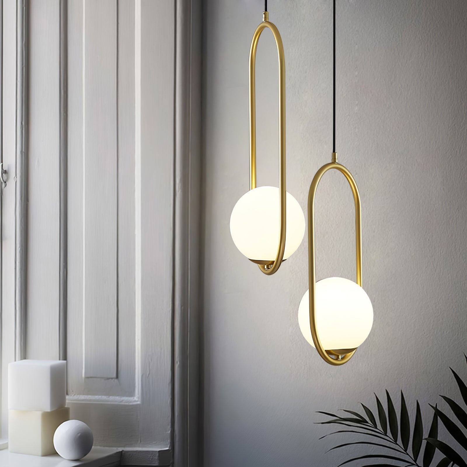 Mila Pendant Lamp Modern Glass Design | Elegant Hanging Ceiling Light | Metal Frame | E14 LED Edison Bulb | Oval & Round Sizes
