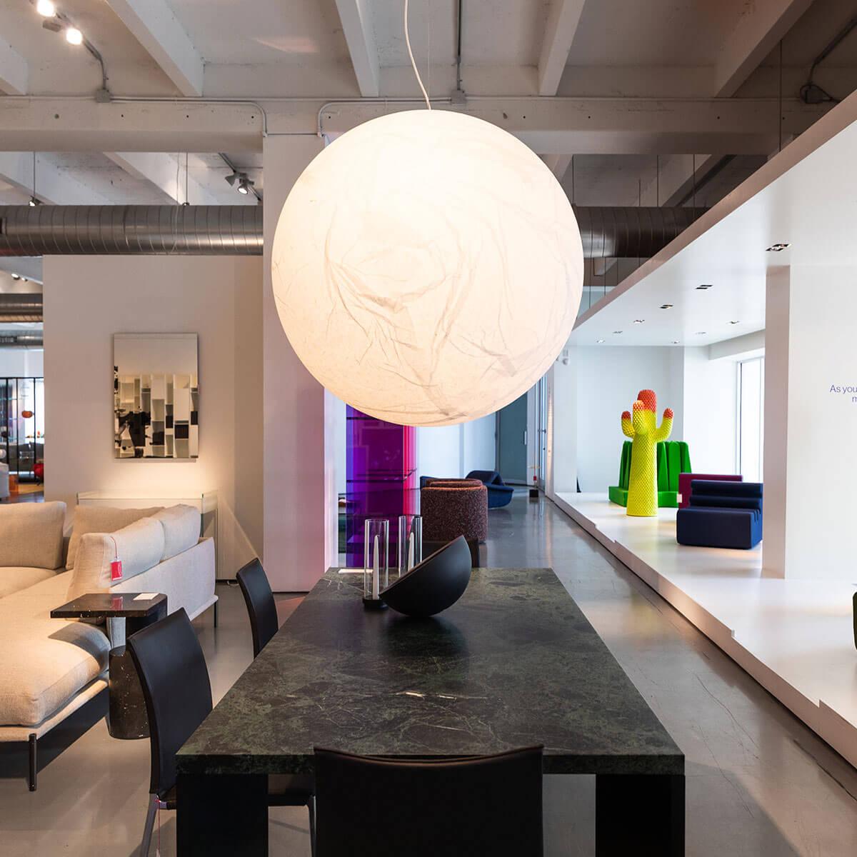 Moon Silk Pendant Lamp E26/E27 | Modern Silk & Acrylic Hanging Light | Adjustable Ceiling Fixture for Bedroom & Dining Room