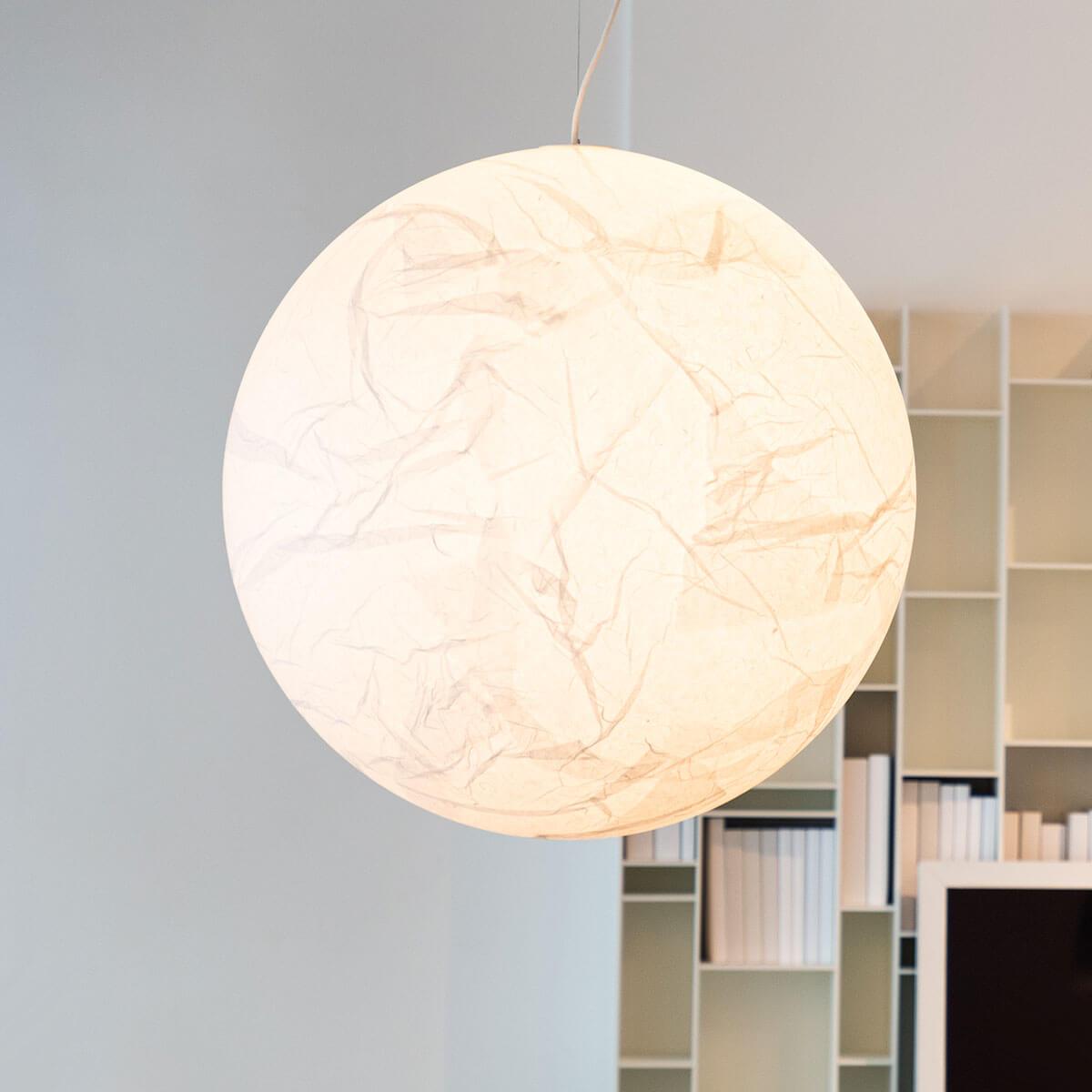 Moon Silk Pendant Lamp E26/E27 | Modern Silk & Acrylic Hanging Light | Adjustable Ceiling Fixture for Bedroom & Dining Room