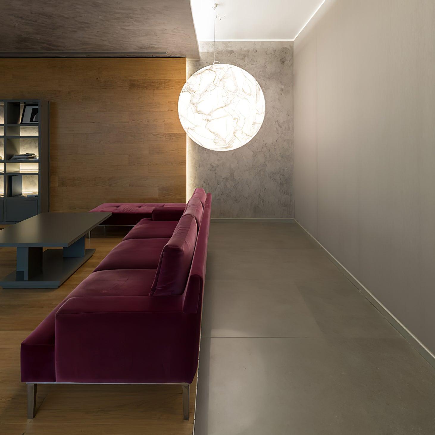 Moon Silk Pendant Lamp E26/E27 | Modern Silk & Acrylic Hanging Light | Adjustable Ceiling Fixture for Bedroom & Dining Room