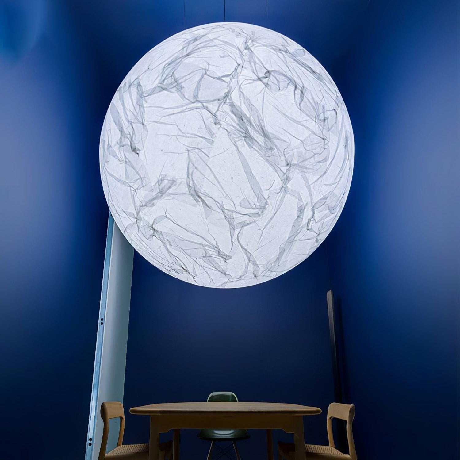 Moon Silk Pendant Lamp E26/E27 | Modern Silk & Acrylic Hanging Light | Adjustable Ceiling Fixture for Bedroom & Dining Room