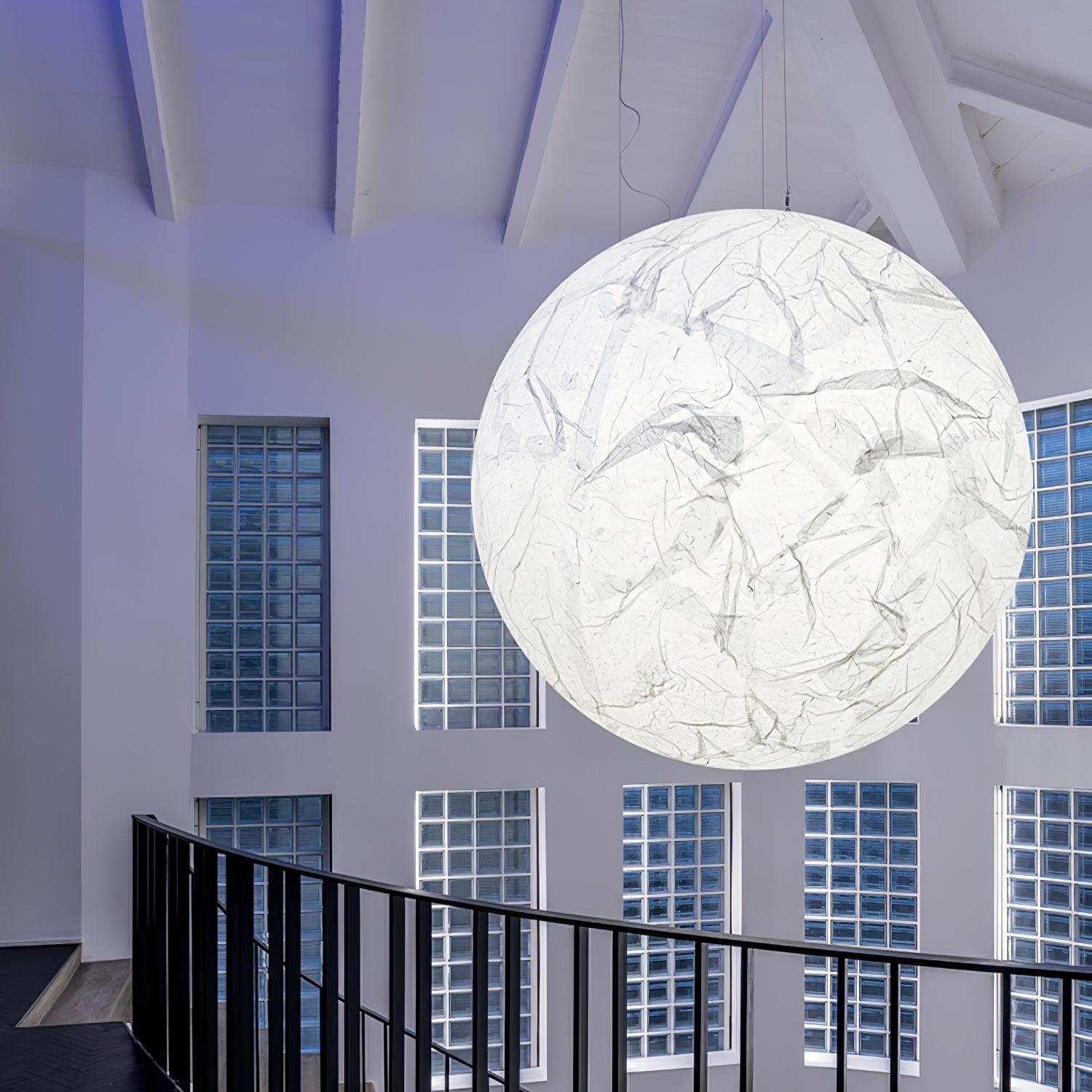 Moon Silk Pendant Lamp E26/E27 | Modern Silk & Acrylic Hanging Light | Adjustable Ceiling Fixture for Bedroom & Dining Room