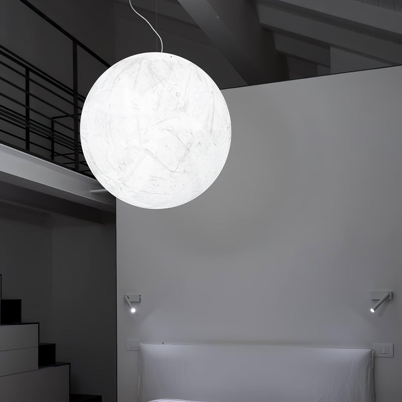 Moon Silk Pendant Lamp E26/E27 | Modern Silk & Acrylic Hanging Light | Adjustable Ceiling Fixture for Bedroom & Dining Room