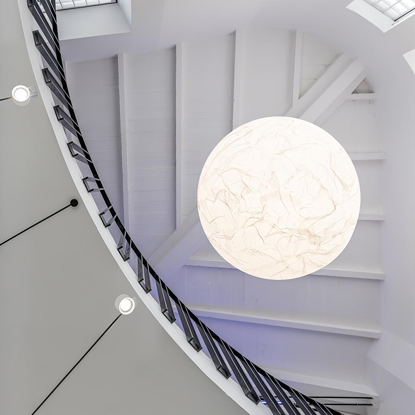 Moon Silk Pendant Lamp E26/E27 | Modern Silk & Acrylic Hanging Light | Adjustable Ceiling Fixture for Bedroom & Dining Room