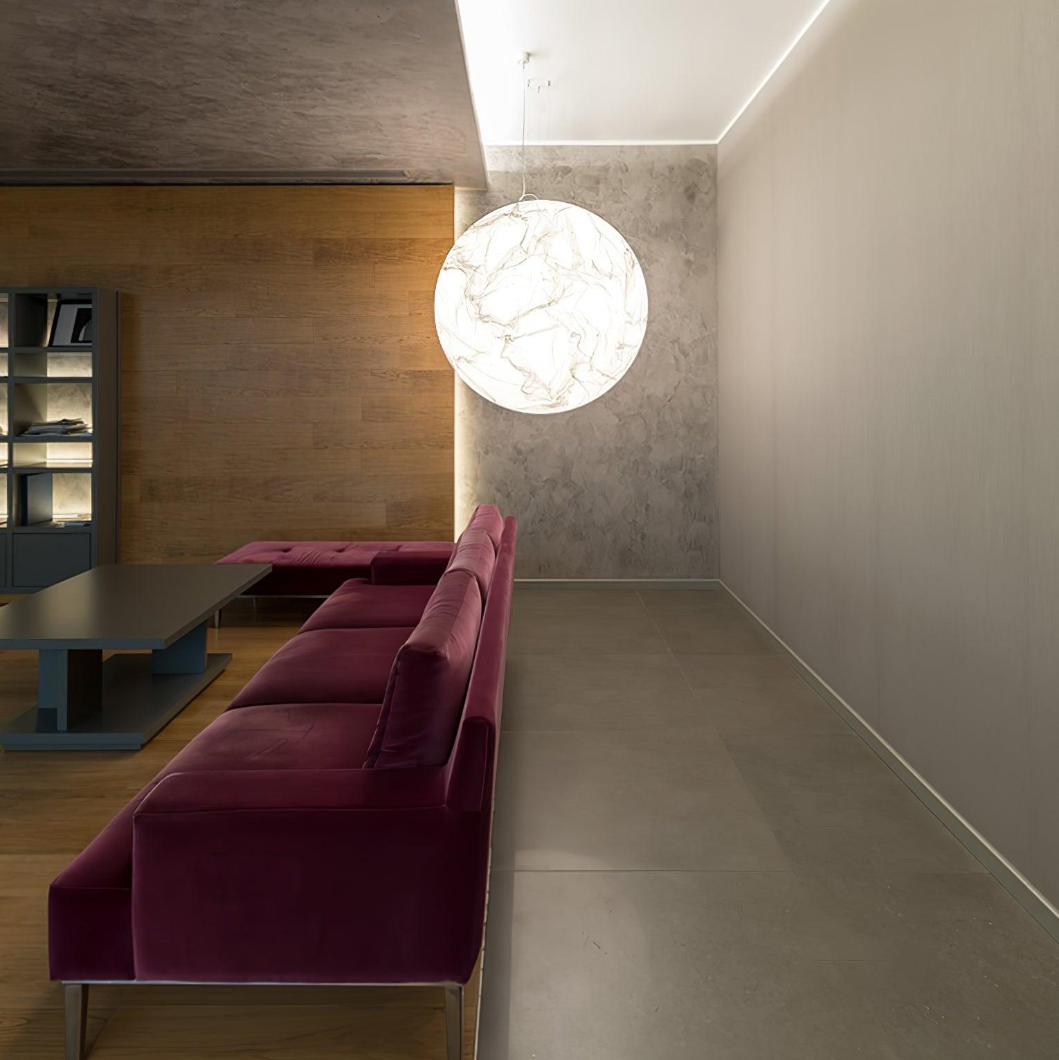 Moon Silk Pendant Lamp E26/E27 | Modern Silk & Acrylic Hanging Light | Adjustable Ceiling Fixture for Bedroom & Dining Room