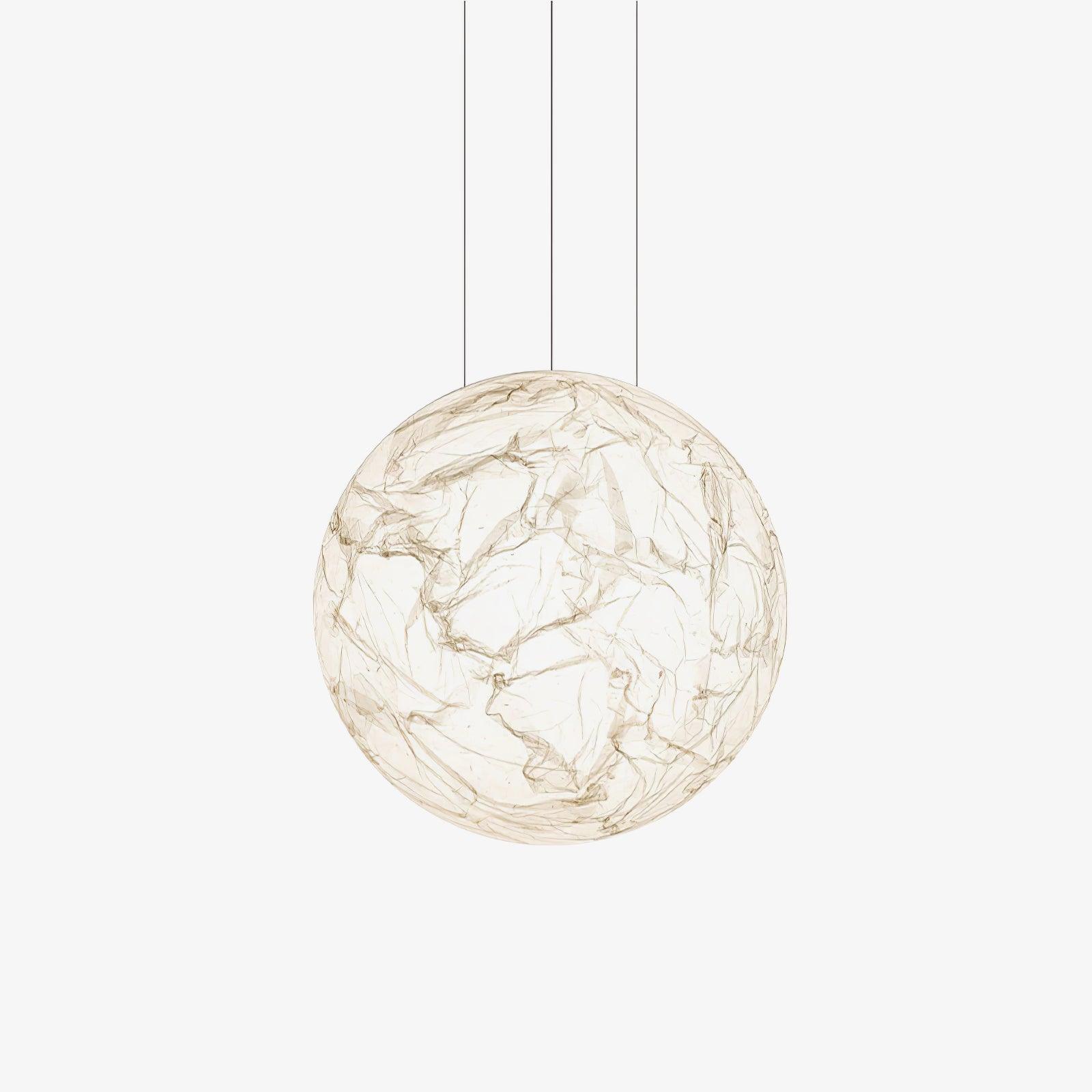 Moon Silk Pendant Lamp E26/E27 | Modern Silk & Acrylic Hanging Light | Adjustable Ceiling Fixture for Bedroom & Dining Room