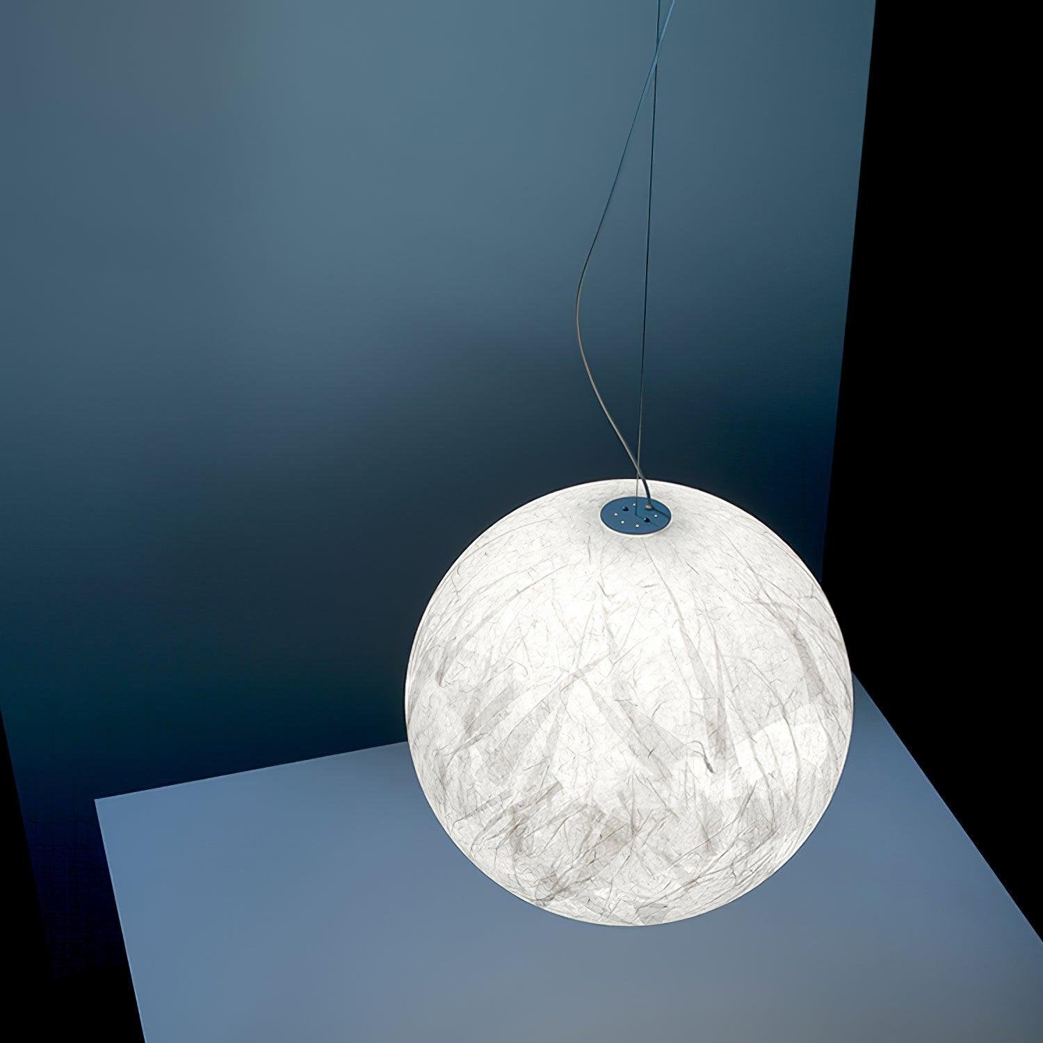 Moon Silk Pendant Lamp E26/E27 | Modern Silk & Acrylic Hanging Light | Adjustable Ceiling Fixture for Bedroom & Dining Room