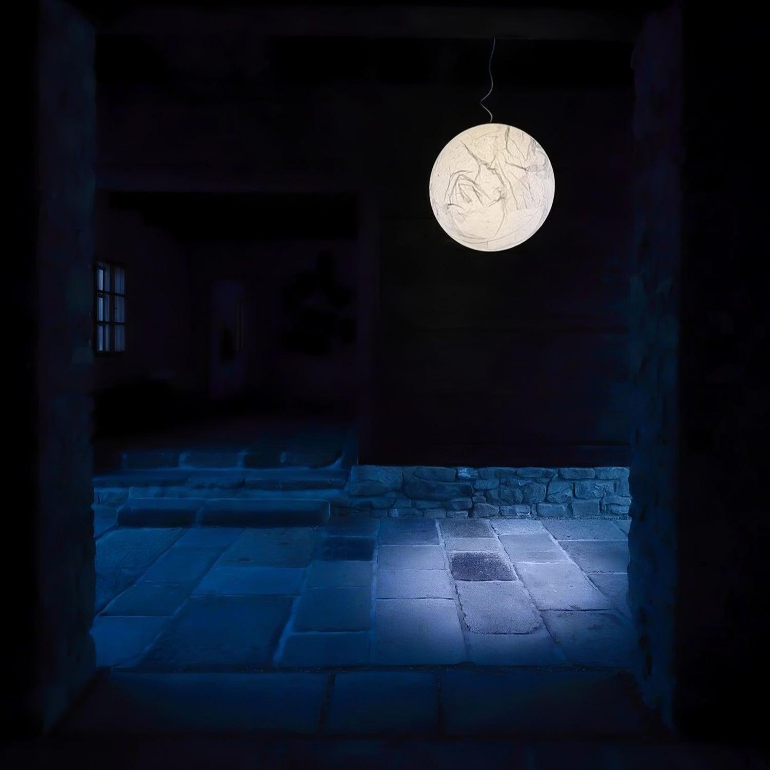Moon Silk Pendant Lamp E26/E27 | Modern Silk & Acrylic Hanging Light | Adjustable Ceiling Fixture for Bedroom & Dining Room