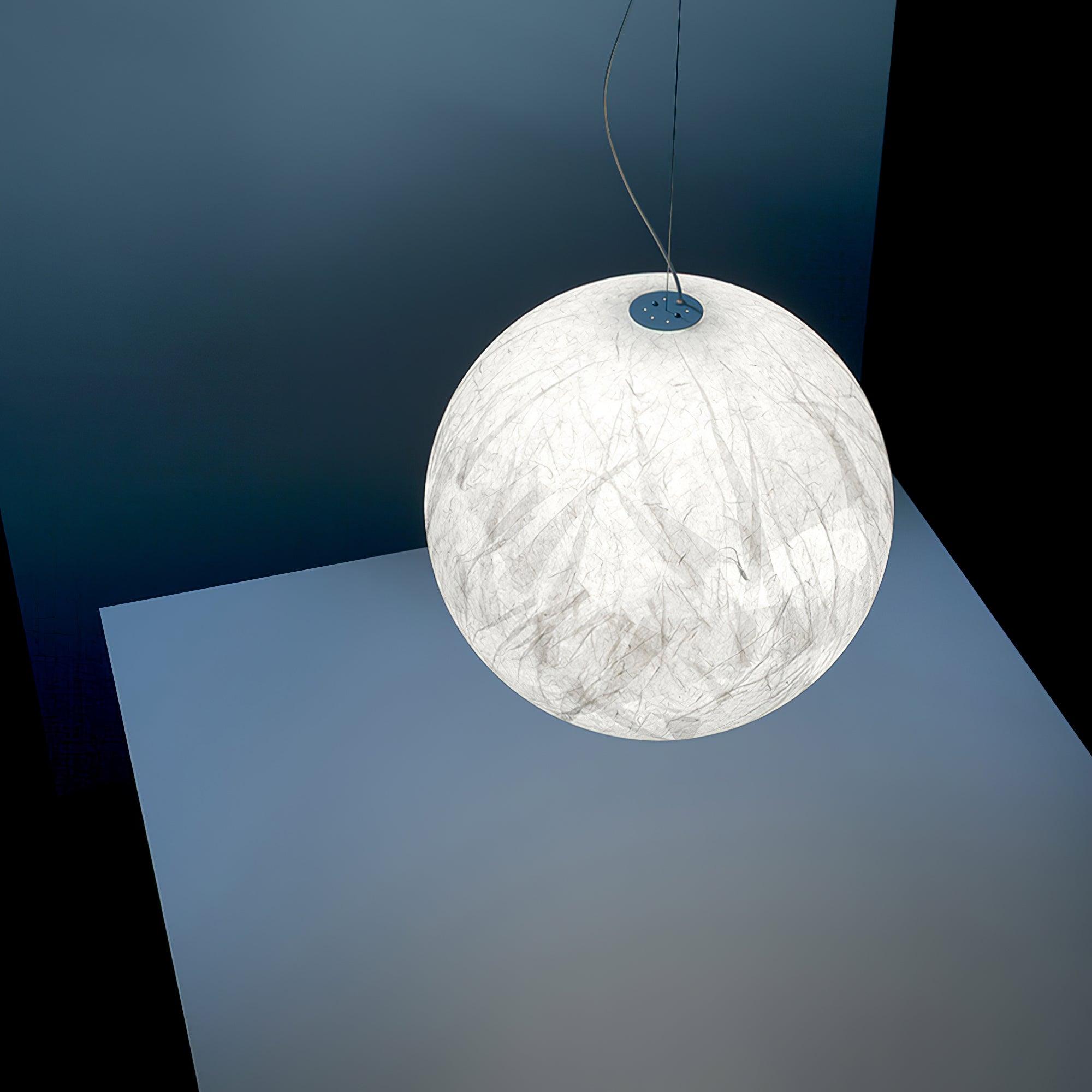 Moon Silk Pendant Lamp E26/E27 | Modern Silk & Acrylic Hanging Light | Adjustable Ceiling Fixture for Bedroom & Dining Room
