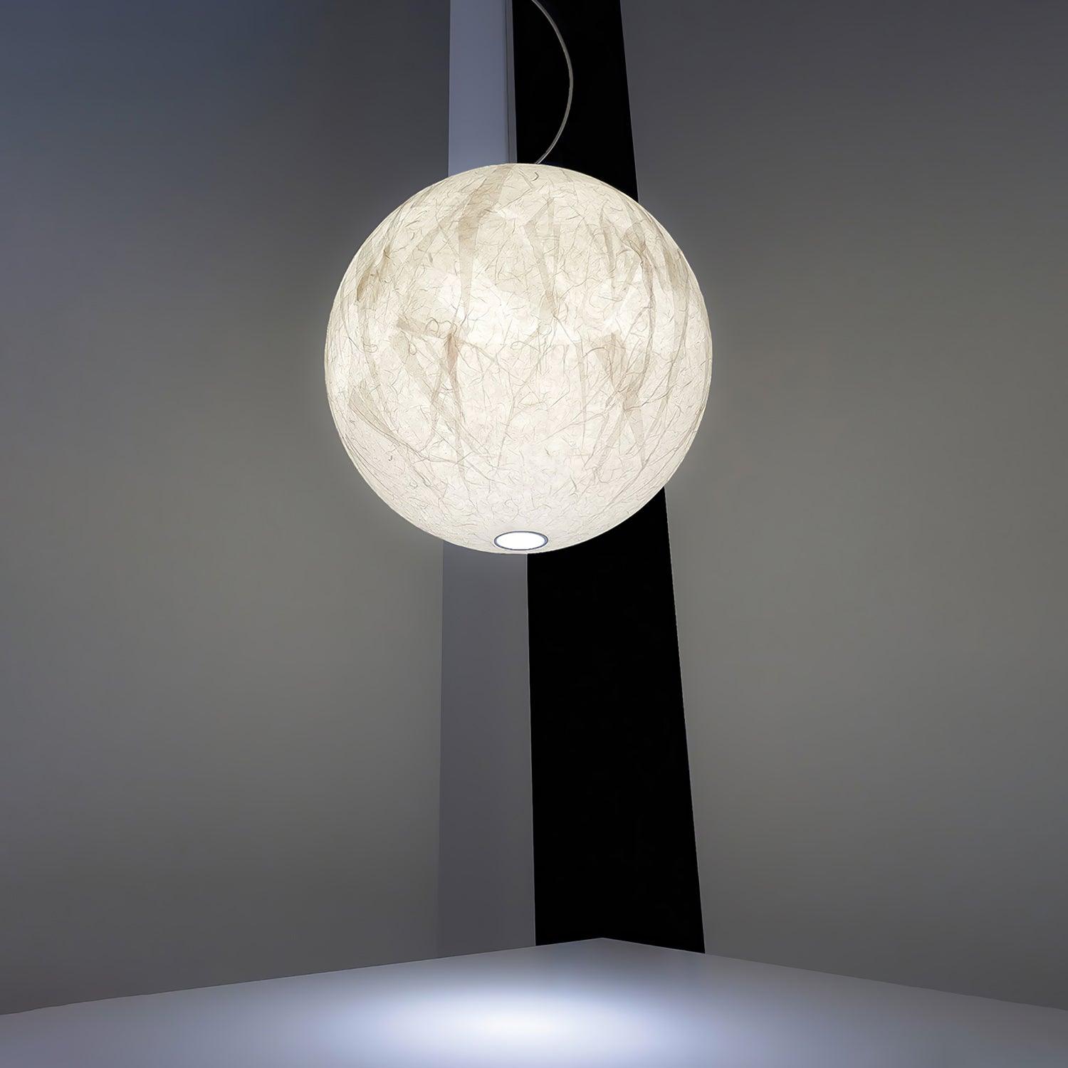 Moon Silk Pendant Lamp E26/E27 | Modern Silk & Acrylic Hanging Light | Adjustable Ceiling Fixture for Bedroom & Dining Room