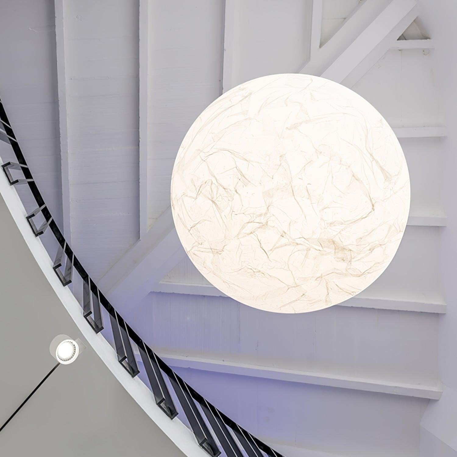 Moon Silk Pendant Lamp E26/E27 | Modern Silk & Acrylic Hanging Light | Adjustable Ceiling Fixture for Bedroom & Dining Room