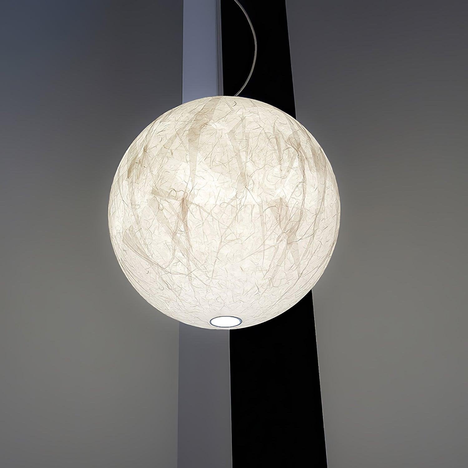 Moon Silk Pendant Lamp E26/E27 | Modern Silk & Acrylic Hanging Light | Adjustable Ceiling Fixture for Bedroom & Dining Room