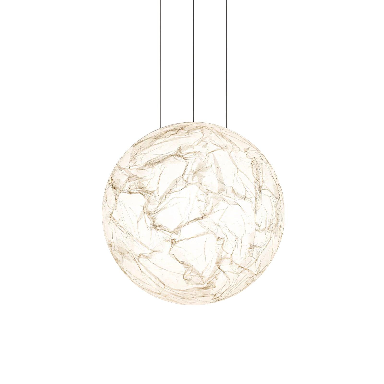 Moon Silk Pendant Lamp E26/E27 | Modern Silk & Acrylic Hanging Light | Adjustable Ceiling Fixture for Bedroom & Dining Room