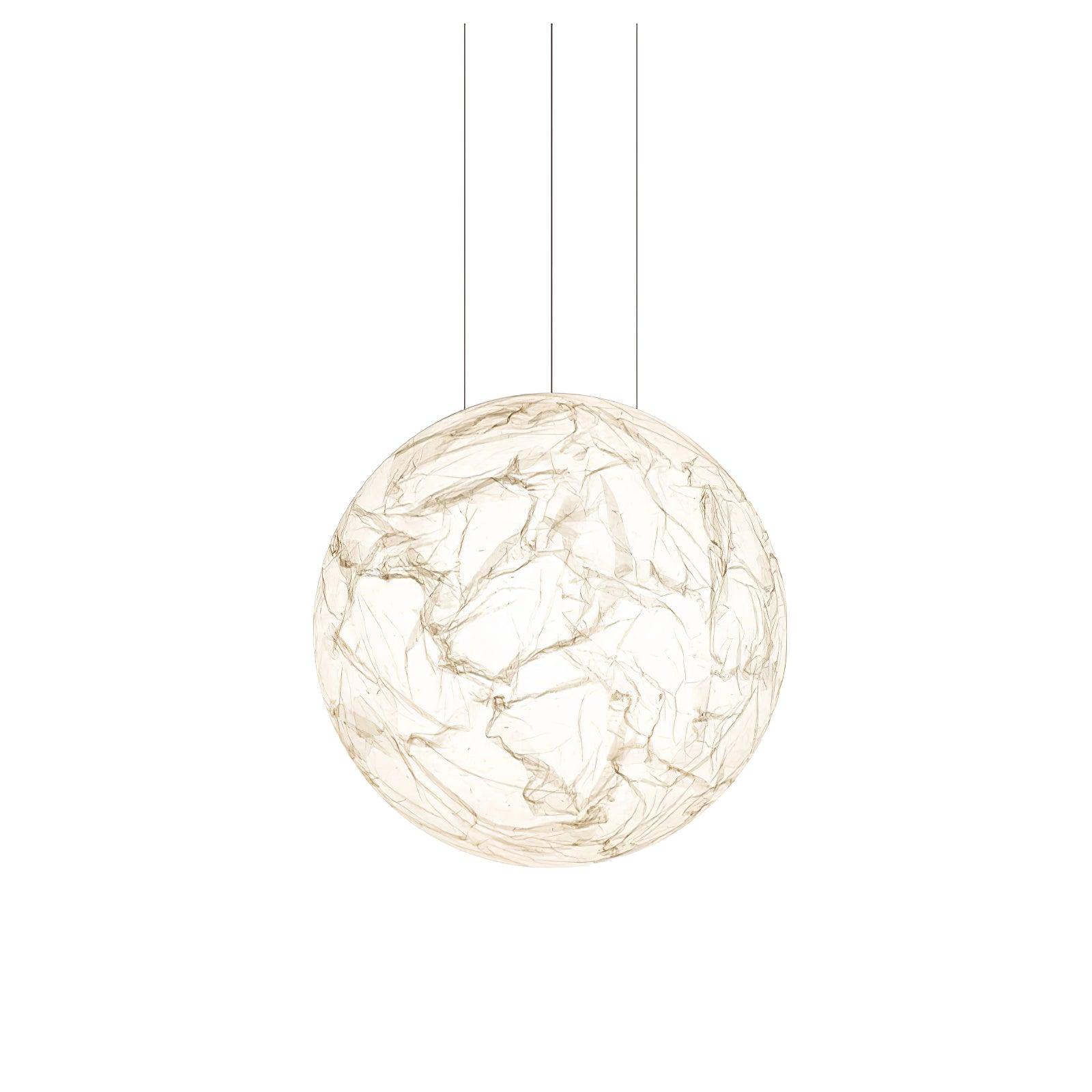 Moon Silk Pendant Lamp E26/E27 | Modern Silk & Acrylic Hanging Light | Adjustable Ceiling Fixture for Bedroom & Dining Room