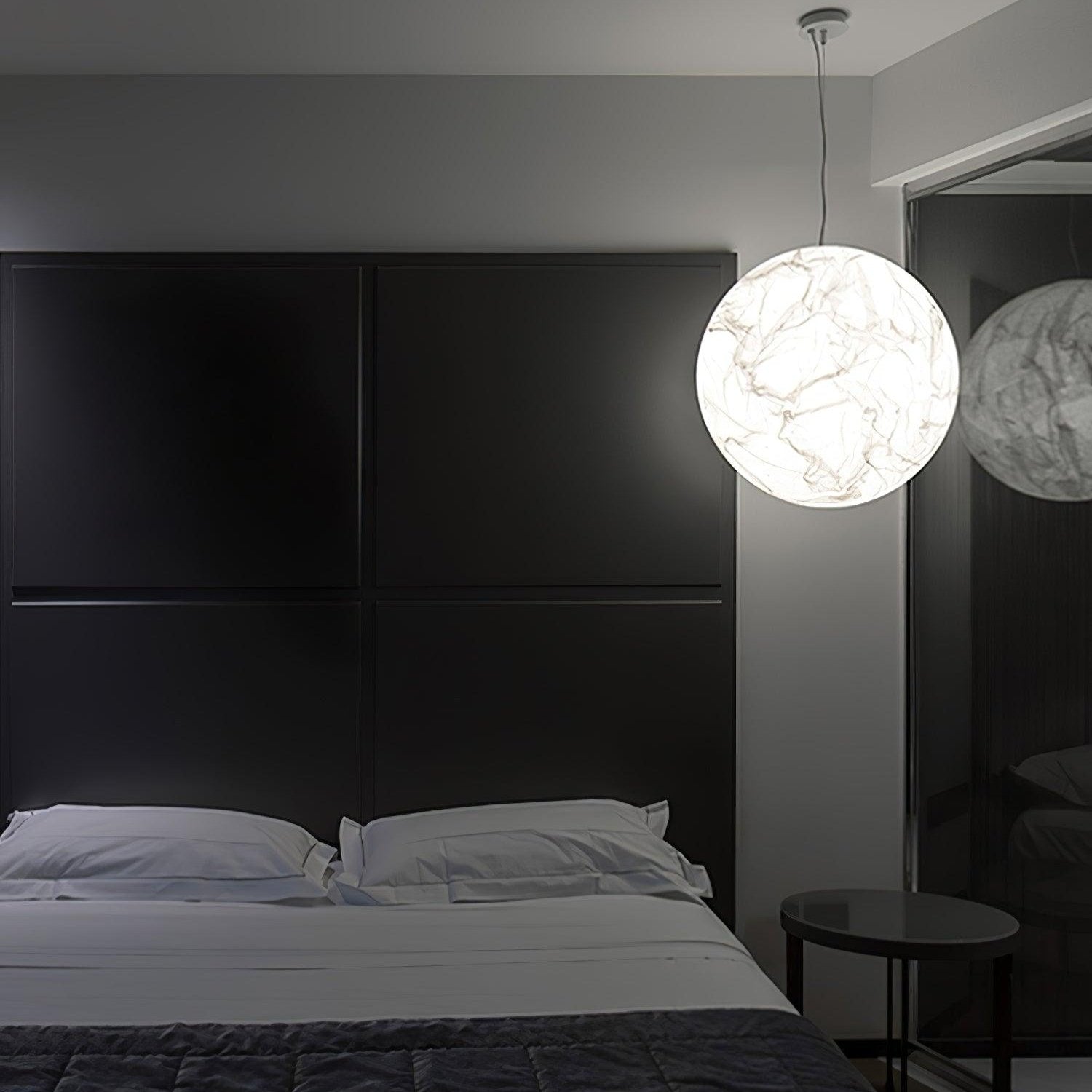 Moon Silk Pendant Lamp E26/E27 | Modern Silk & Acrylic Hanging Light | Adjustable Ceiling Fixture for Bedroom & Dining Room