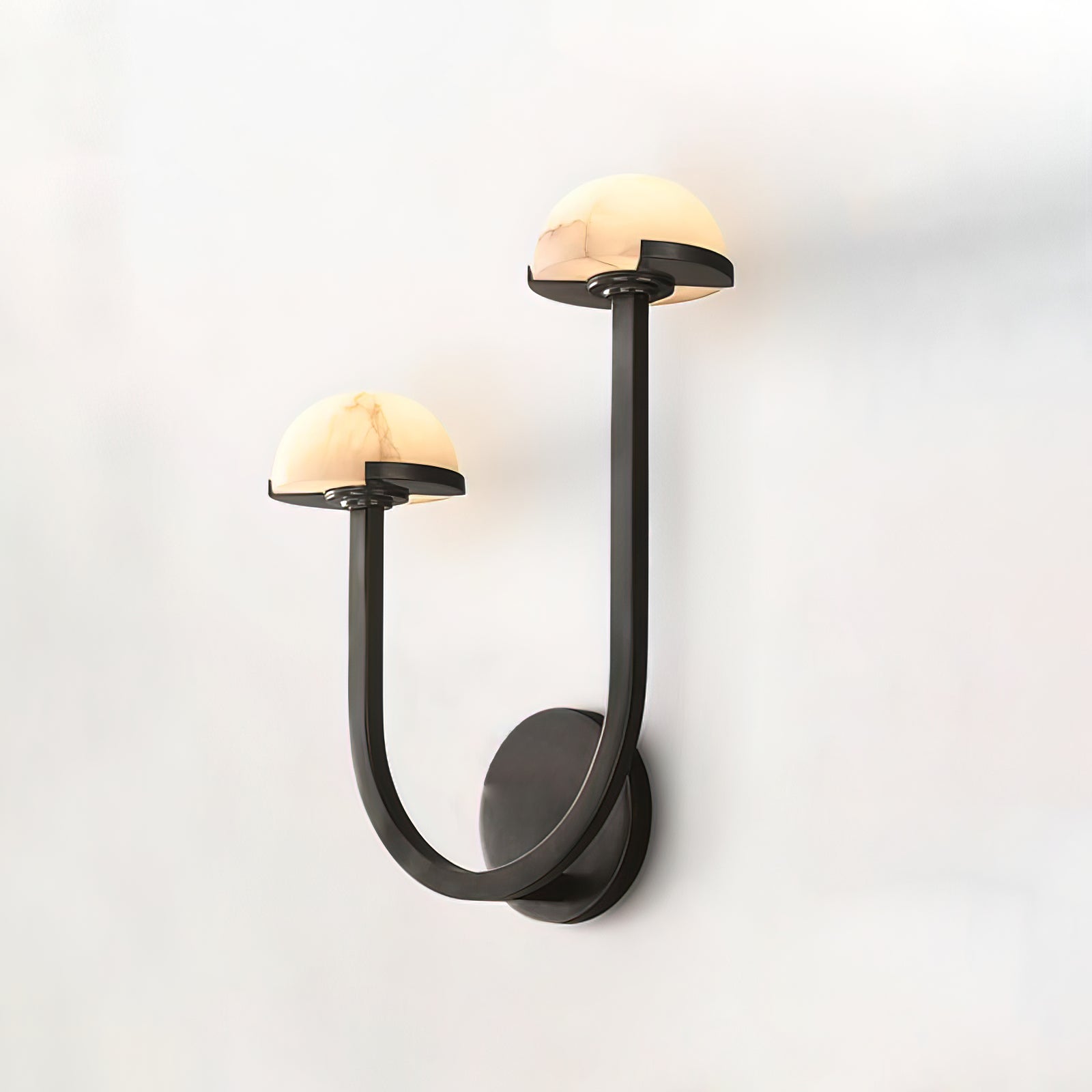 Mushroom Alabaster Wall Lamp Modern Organic Wall Light | Brass Natural Stone Design | Warm LED Lighting | Decorative Indoor Fixture