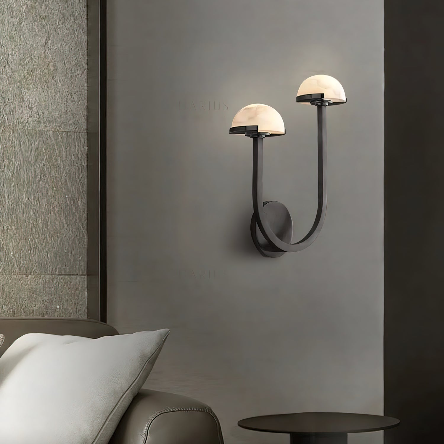 Mushroom Alabaster Wall Lamp Modern Organic Wall Light | Brass Natural Stone Design | Warm LED Lighting | Decorative Indoor Fixture