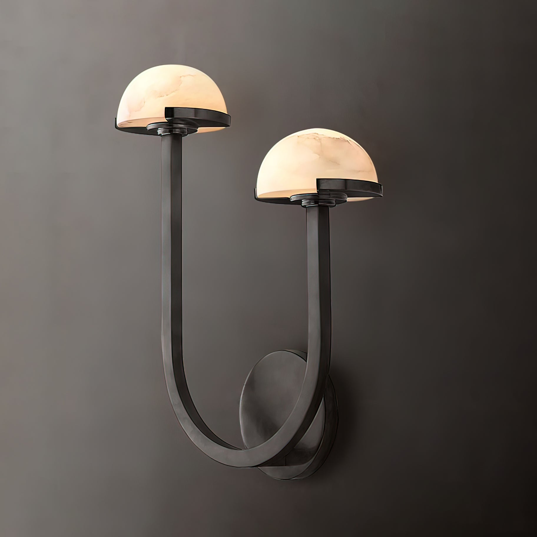 Mushroom Alabaster Wall Lamp Modern Organic Wall Light | Brass Natural Stone Design | Warm LED Lighting | Decorative Indoor Fixture