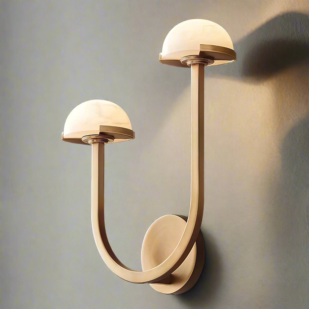 Mushroom Alabaster Wall Lamp Modern Organic Wall Light | Brass Natural Stone Design | Warm LED Lighting | Decorative Indoor Fixture
