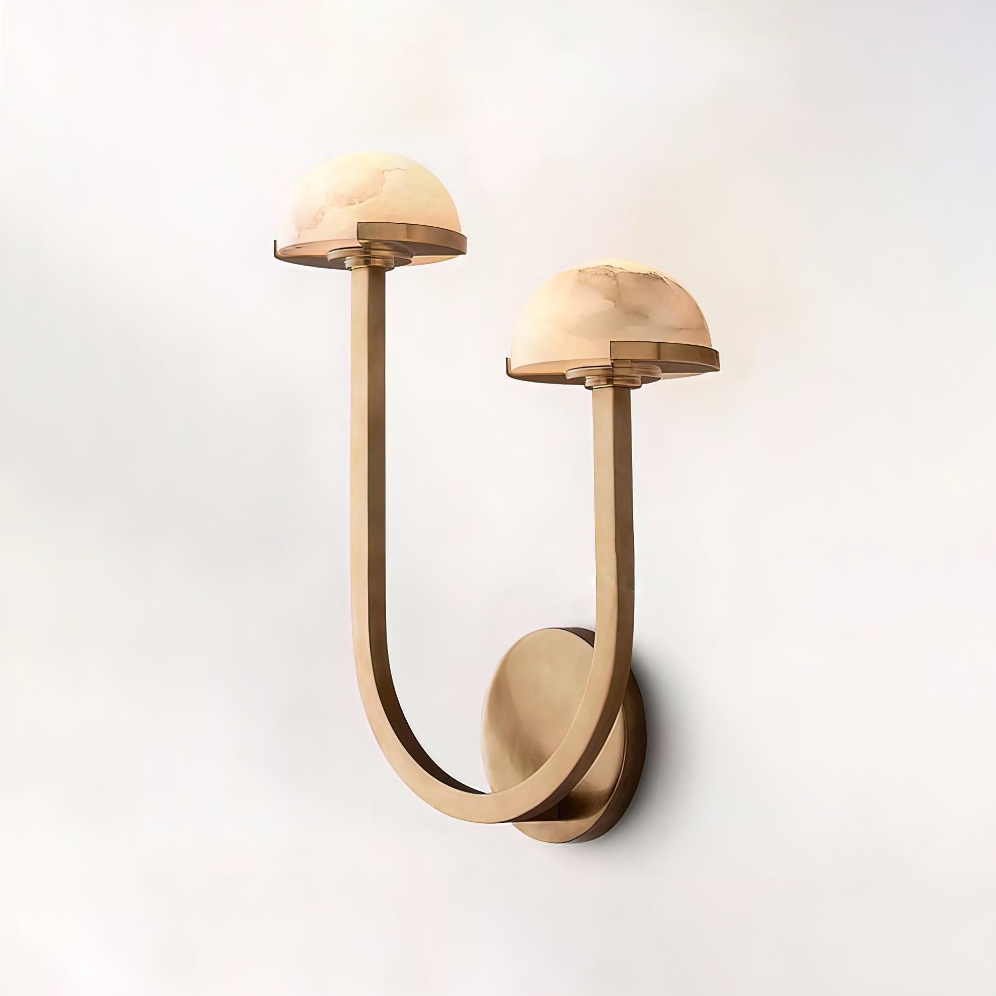 Mushroom Alabaster Wall Lamp Modern Organic Wall Light | Brass Natural Stone Design | Warm LED Lighting | Decorative Indoor Fixture