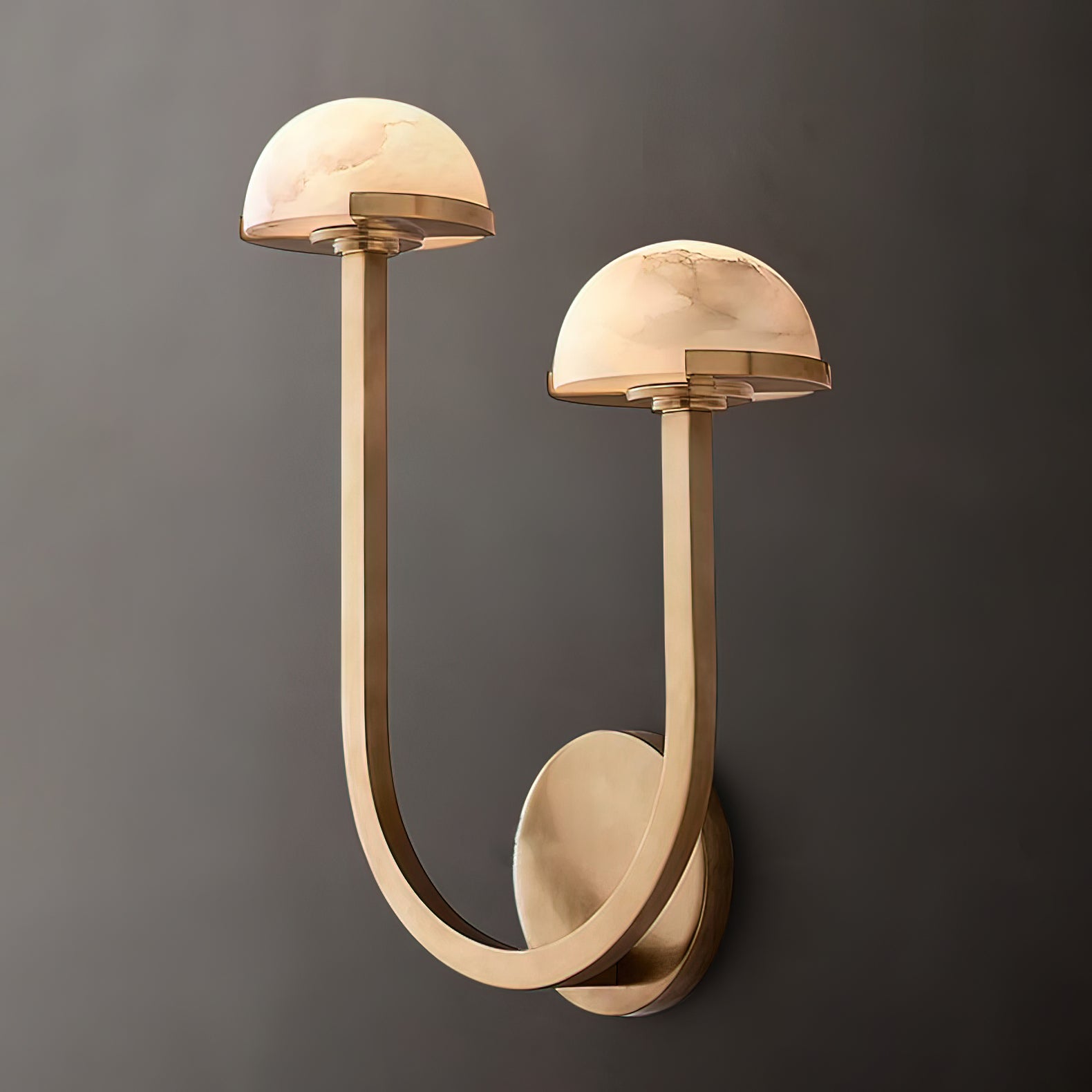 Mushroom Alabaster Wall Lamp Modern Organic Wall Light | Brass Natural Stone Design | Warm LED Lighting | Decorative Indoor Fixture